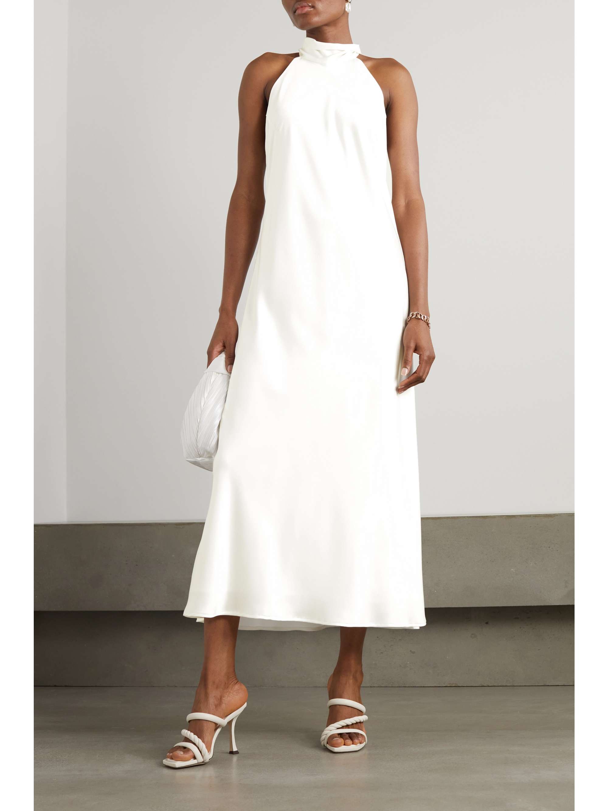 Sienna halterneck satin midi dress view