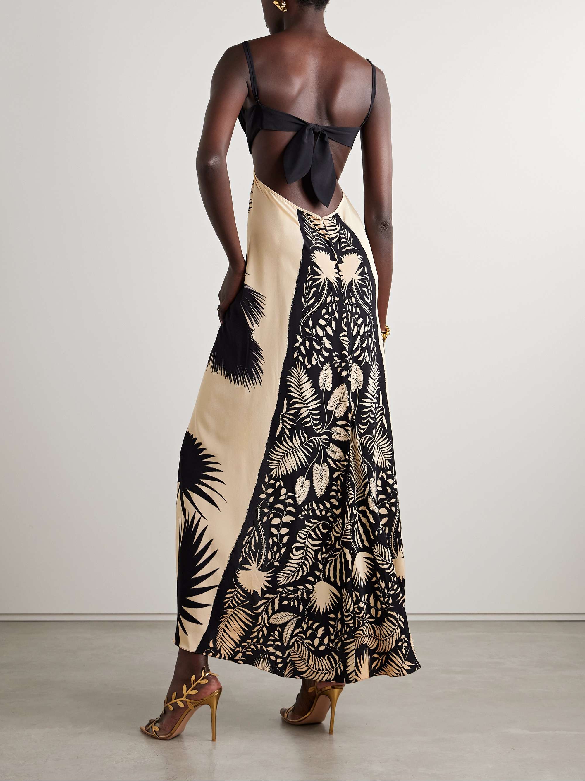 Fascination of the East open-back pleated printed silk crepe de chine maxi dress view