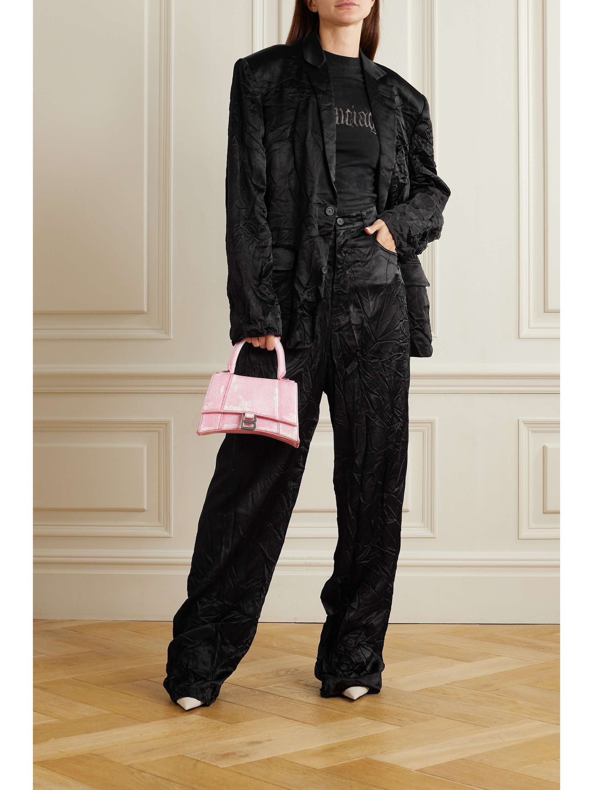 Appliquéd crinkled satin blazer view