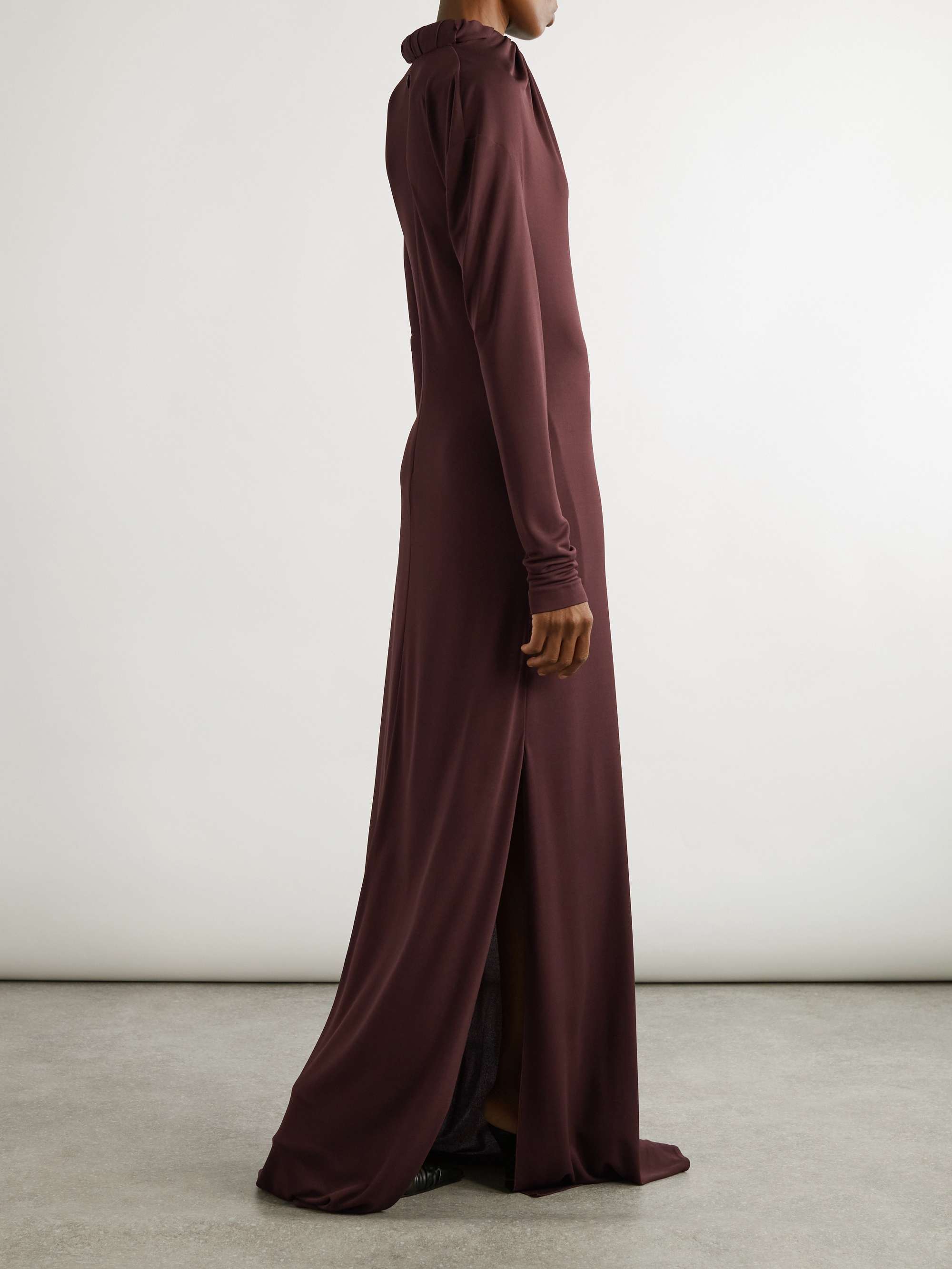 Gathered crepe maxi dress view