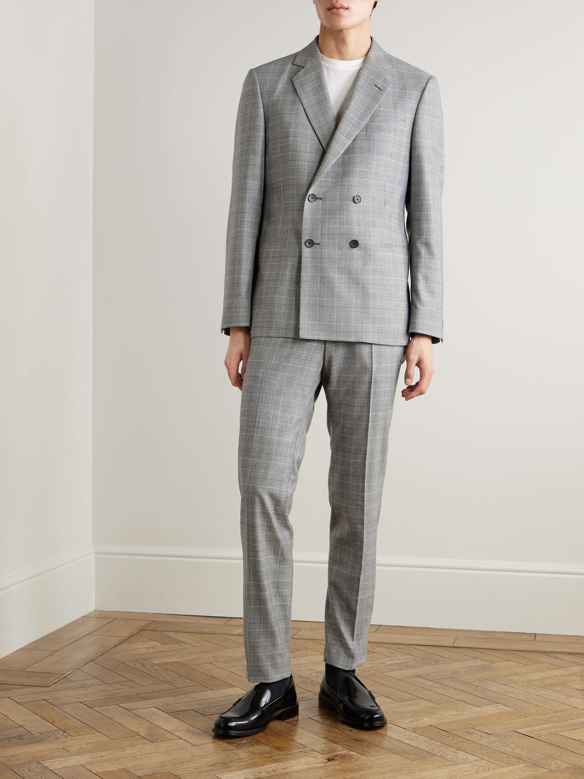 Slim-Fit Prince of Wales Checked Wool-Flannel Suit Trousers view