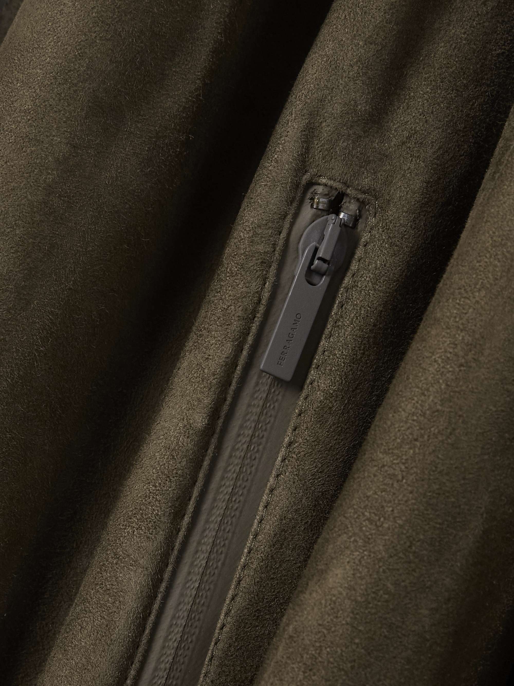 Oversized paneled suede coat view