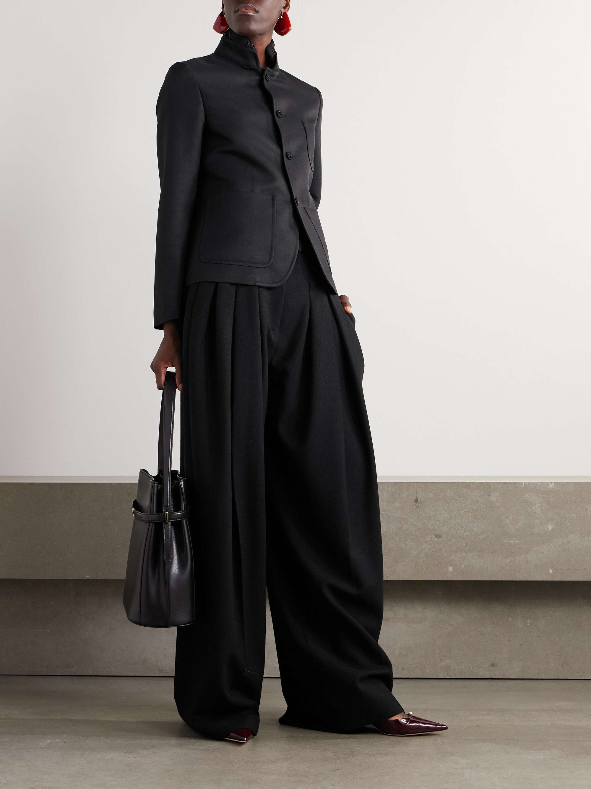 Spagna bead-embellished wool and silk-blend jacket view