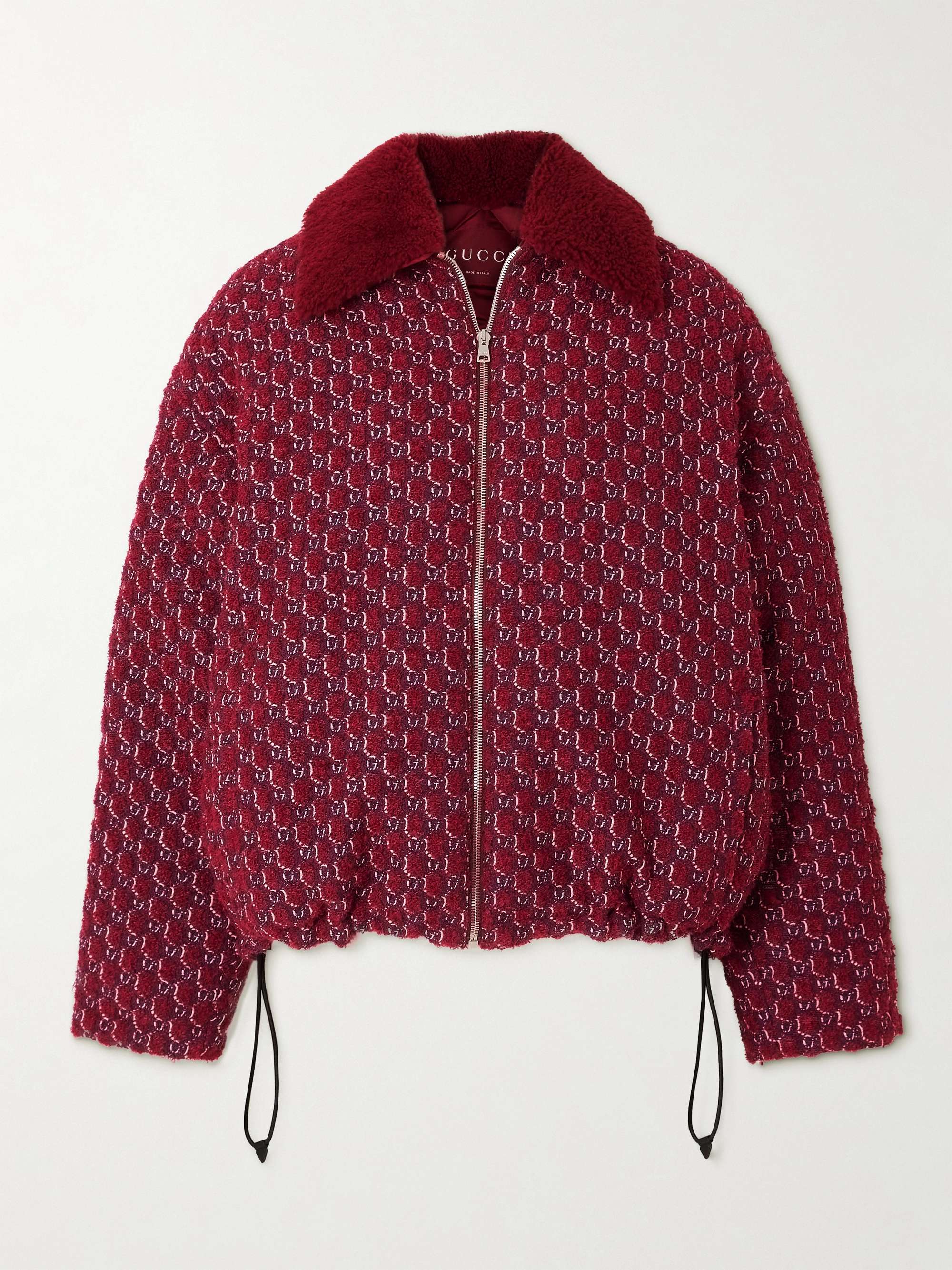 Shearling-trimmed jacquard-knit wool-blend bouclé jacket view