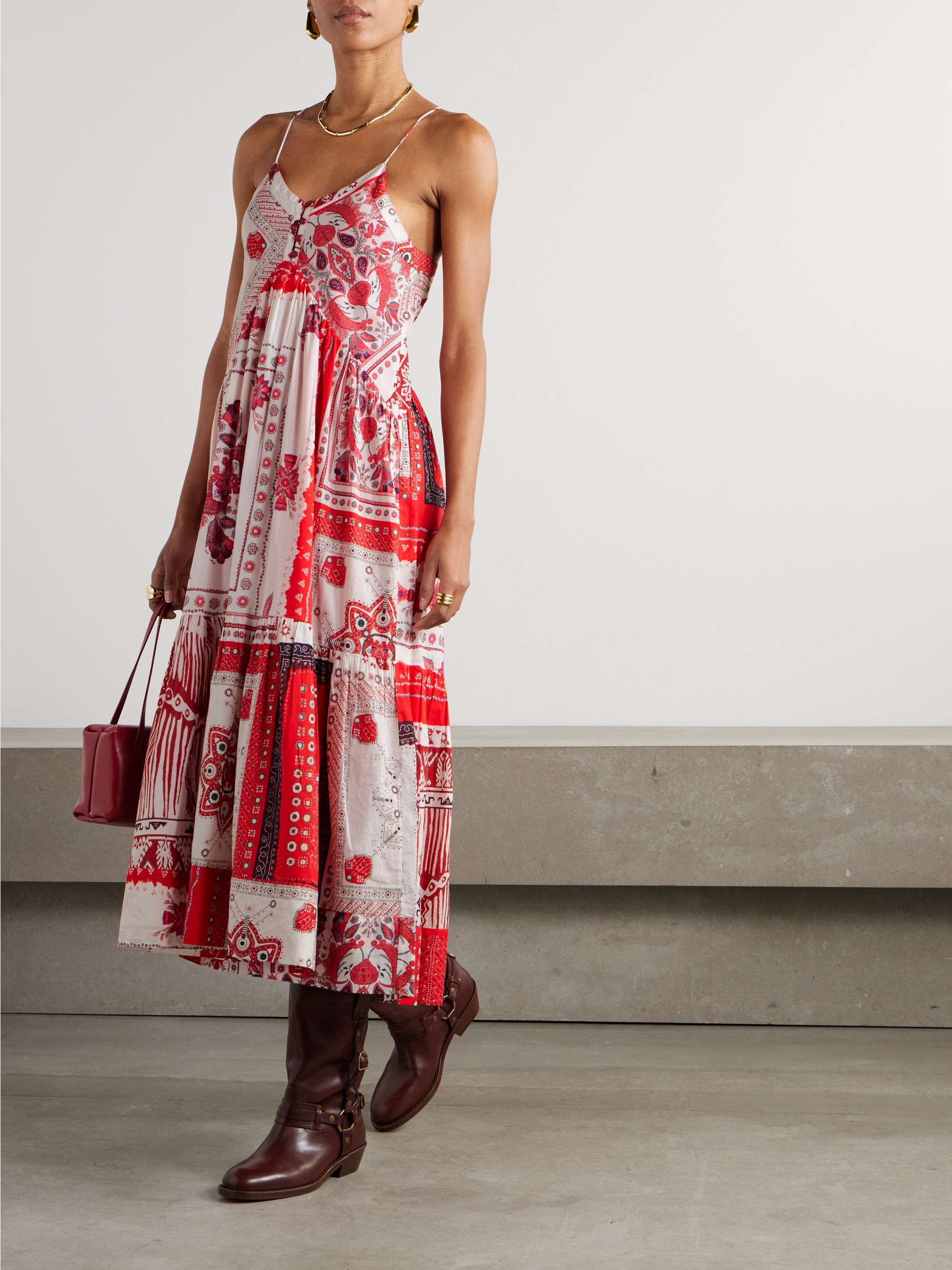 Saba printed cotton-voile maxi dress view