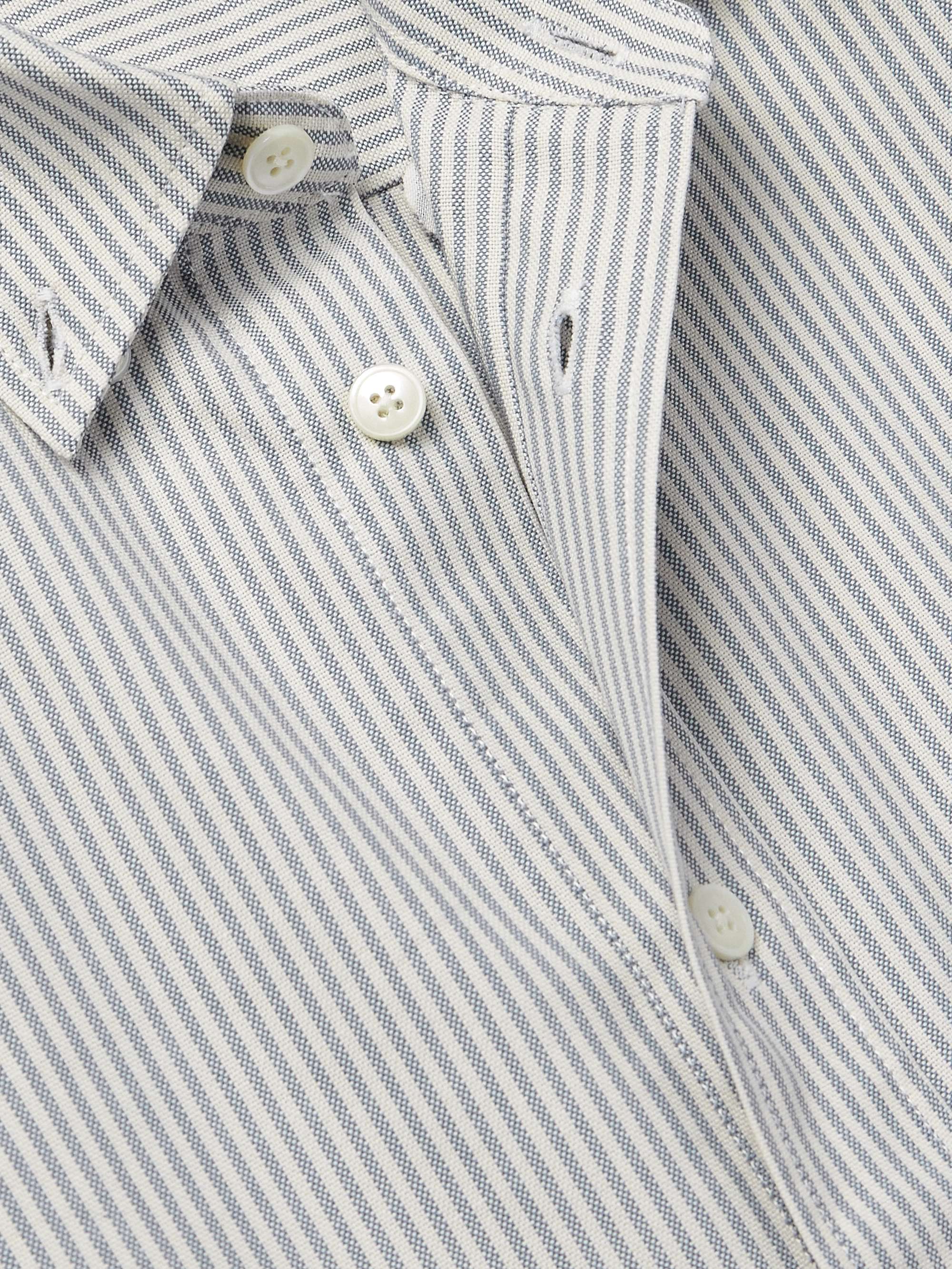 Button-Down Collar Logo-Embroidered Striped Cotton Oxford Shirt view