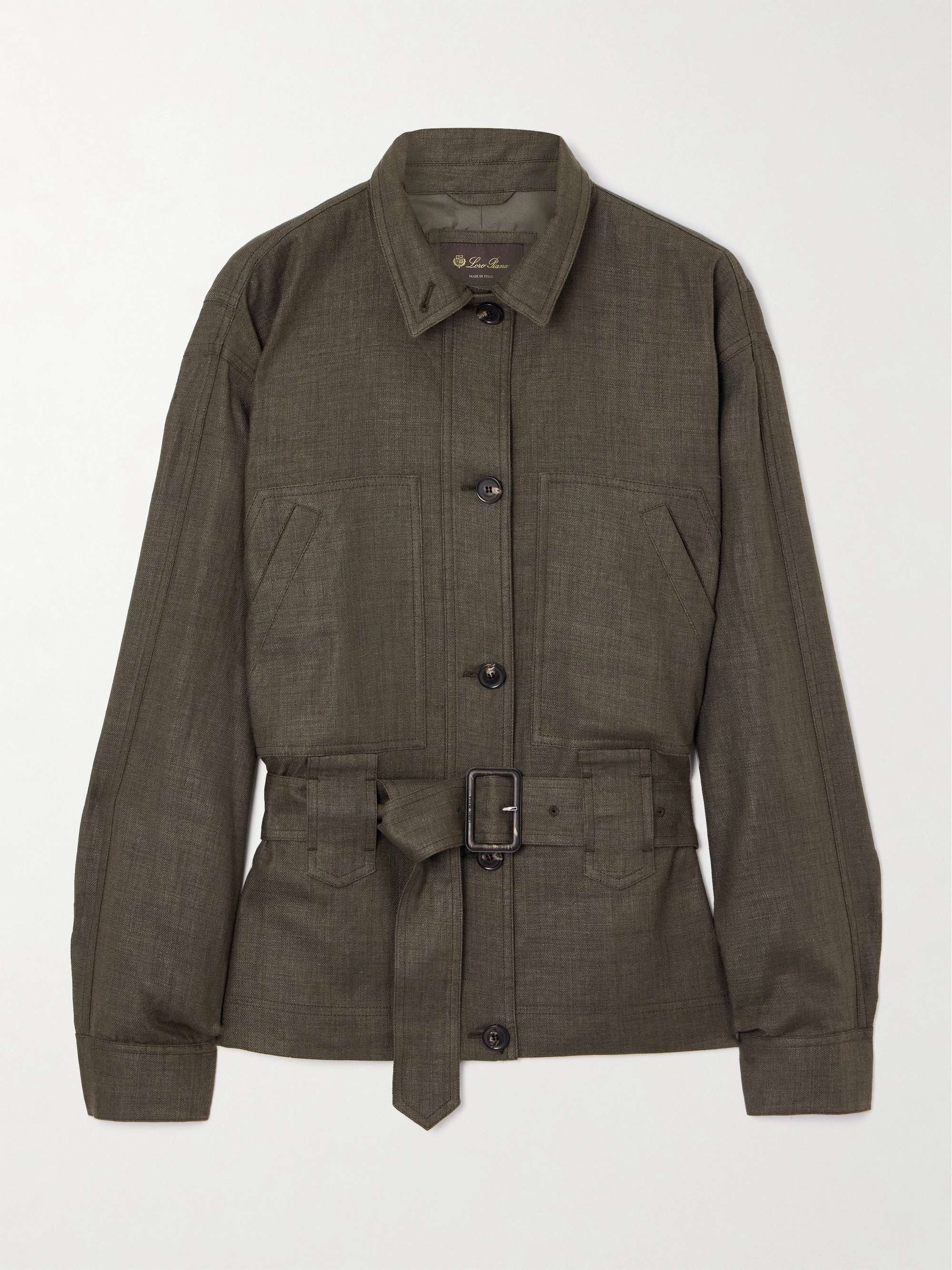 Jaylon belted linen and wool-blend jacket view