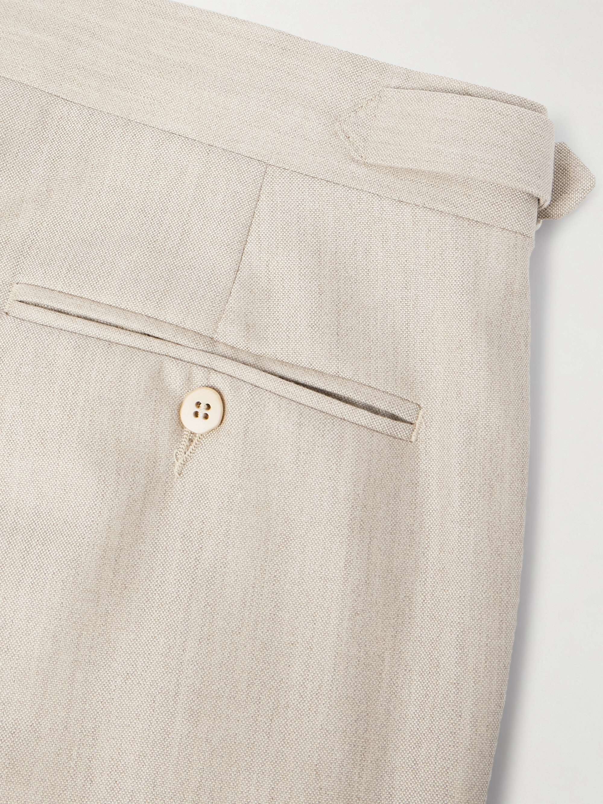 Straight-Leg Pleated Cashmere Suit Trousers view