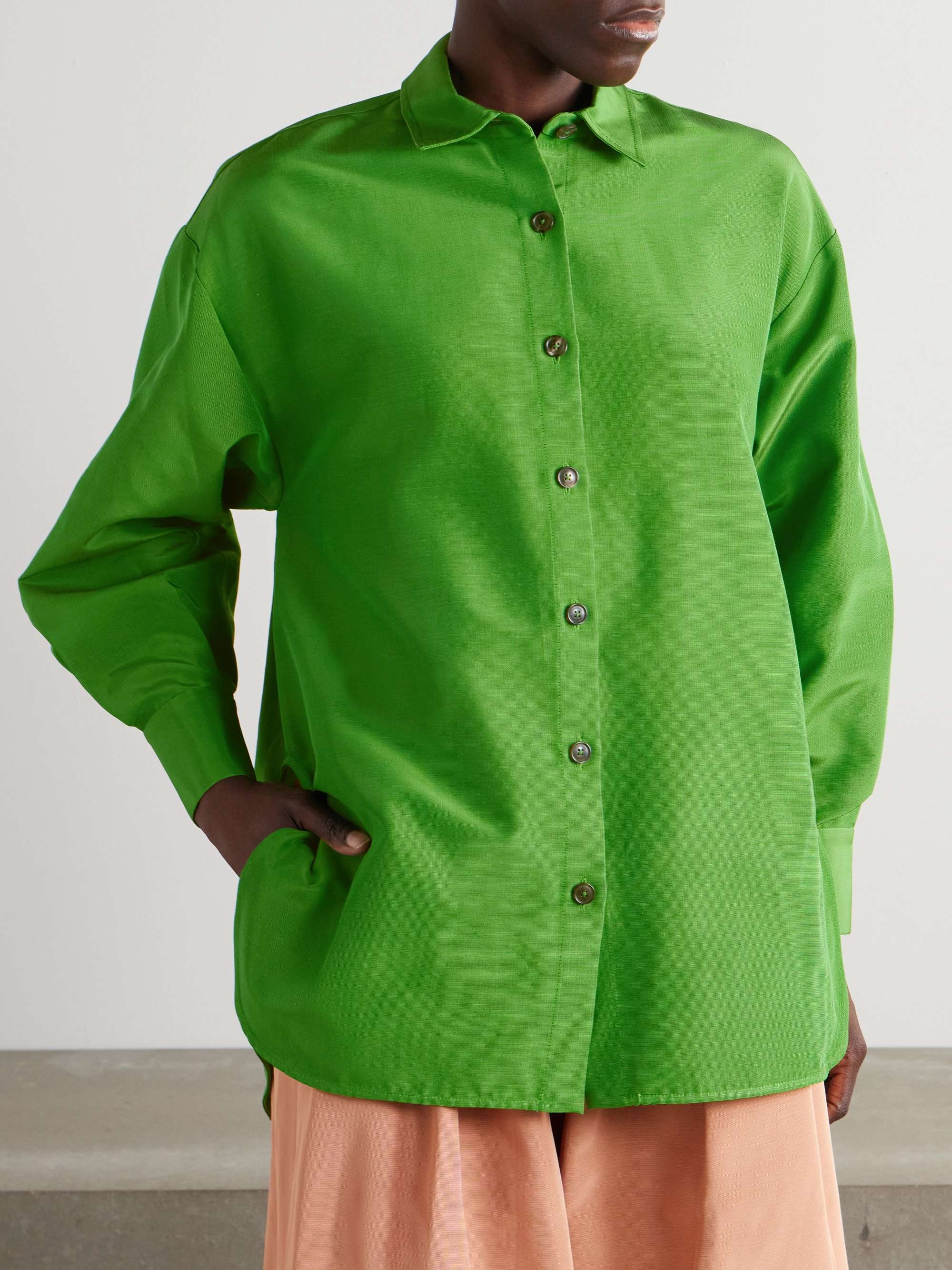 Cotton-blend faille shirt view