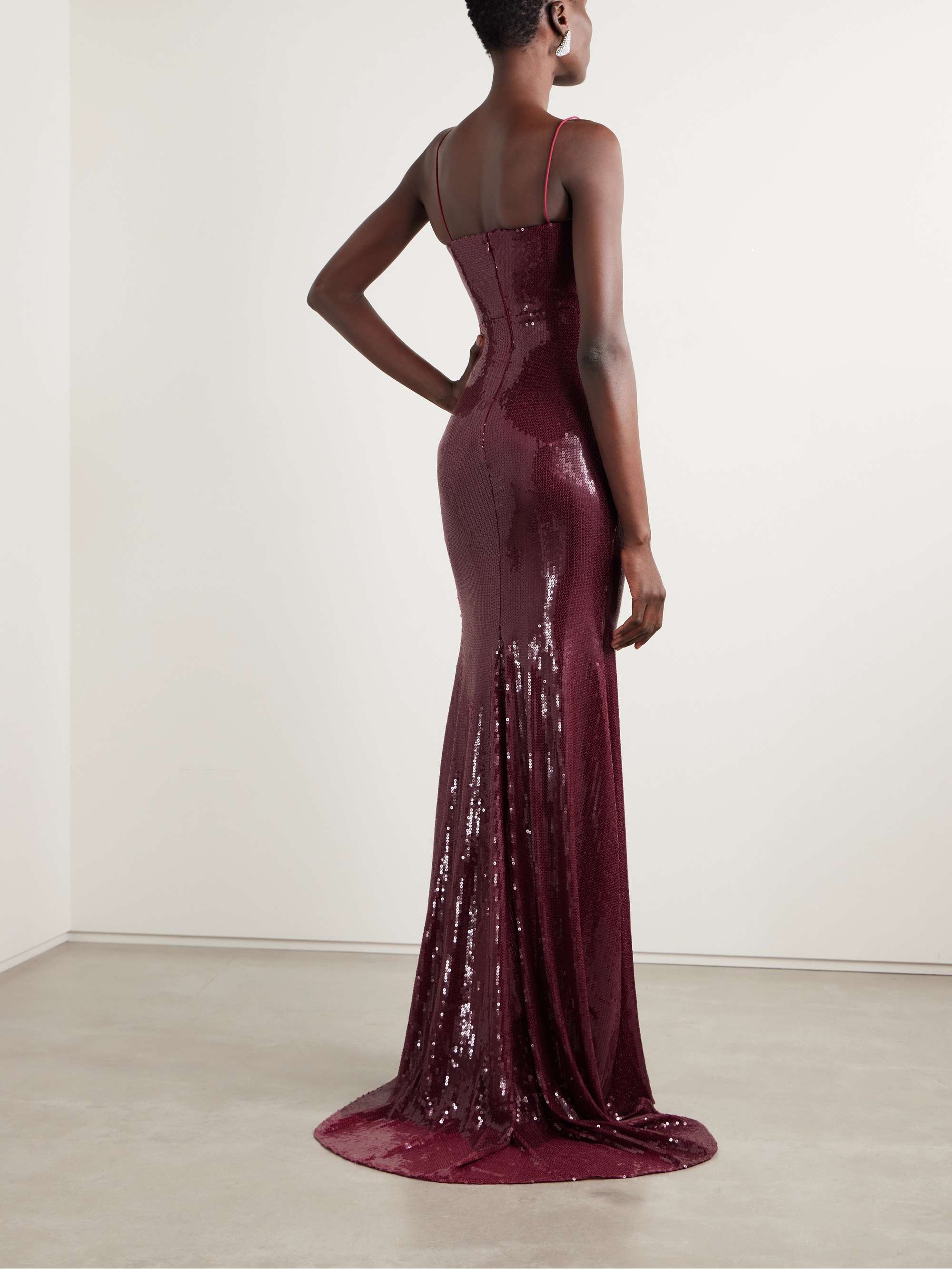 Draped sequined tulle gown view