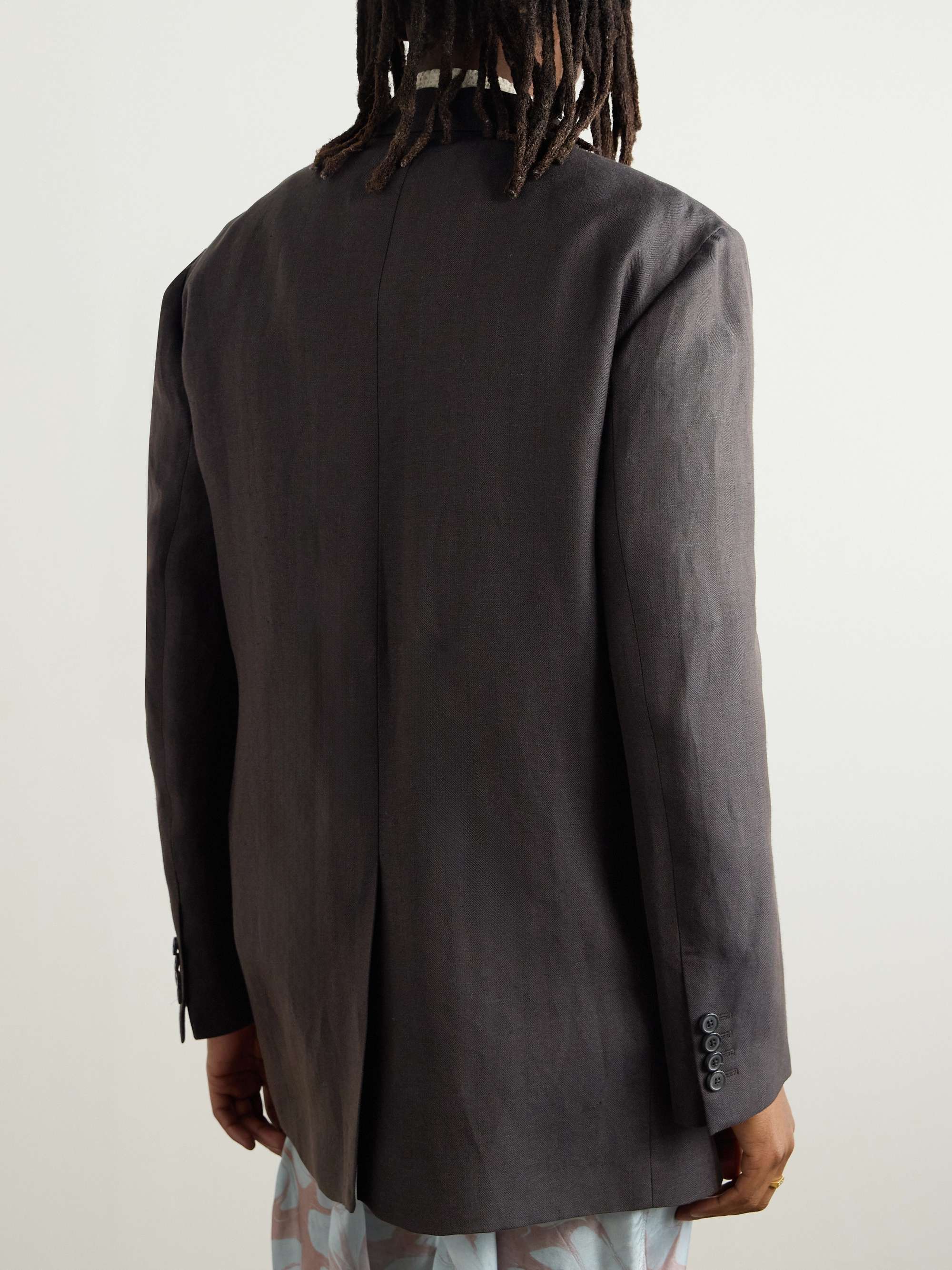 Slim-Fit Herringbone Linen and Wool-Blend Blazer view