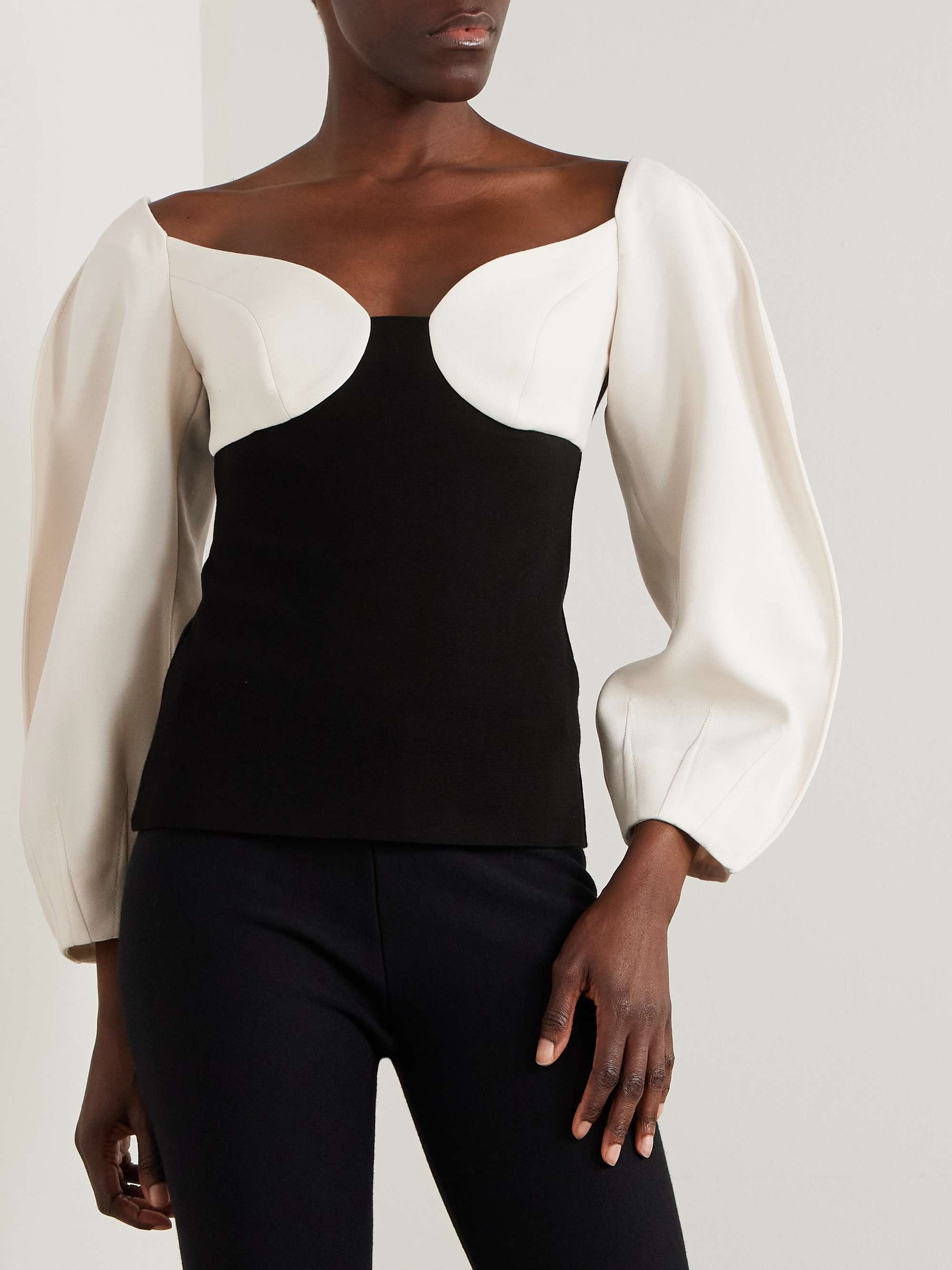 Enoch wool-crepe and silk cropped top view