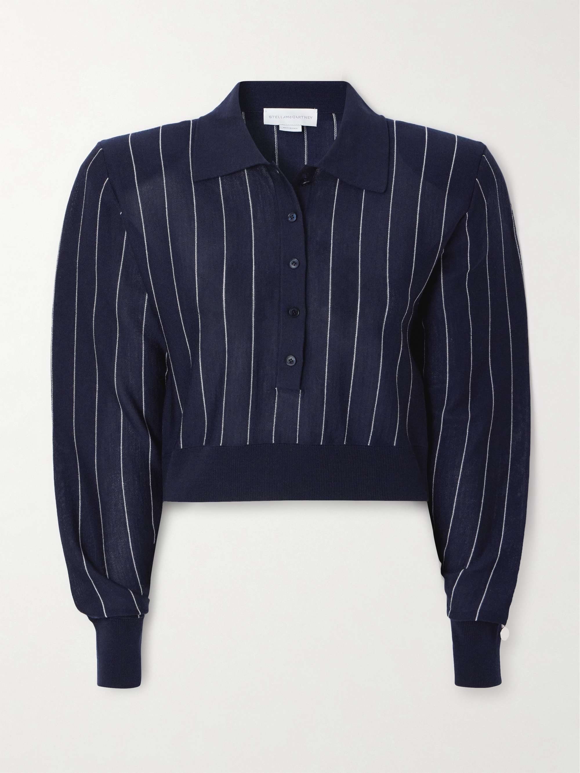 Pinstriped wool polo shirt view