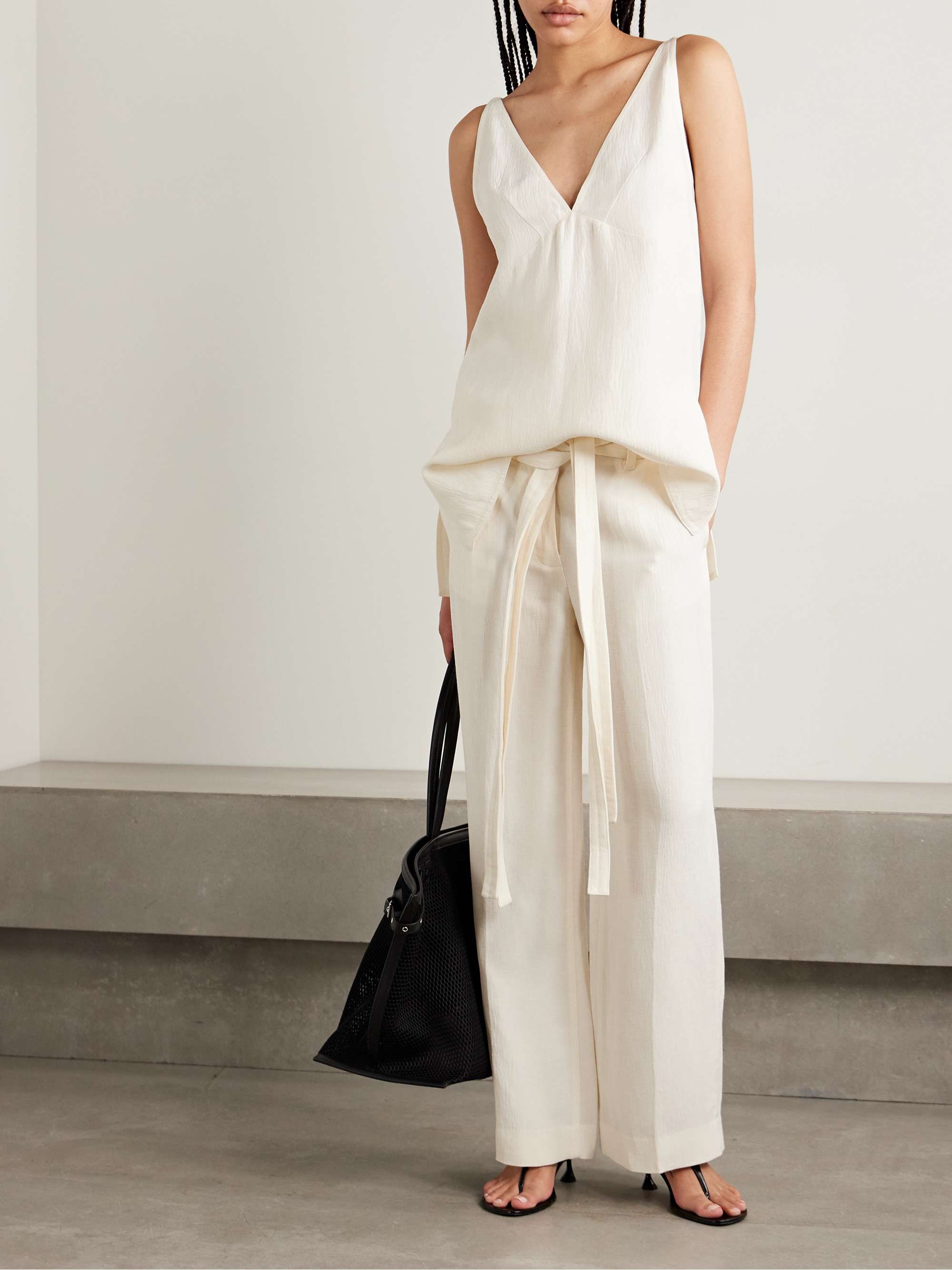Maggi belted cloqué wide-leg pants view