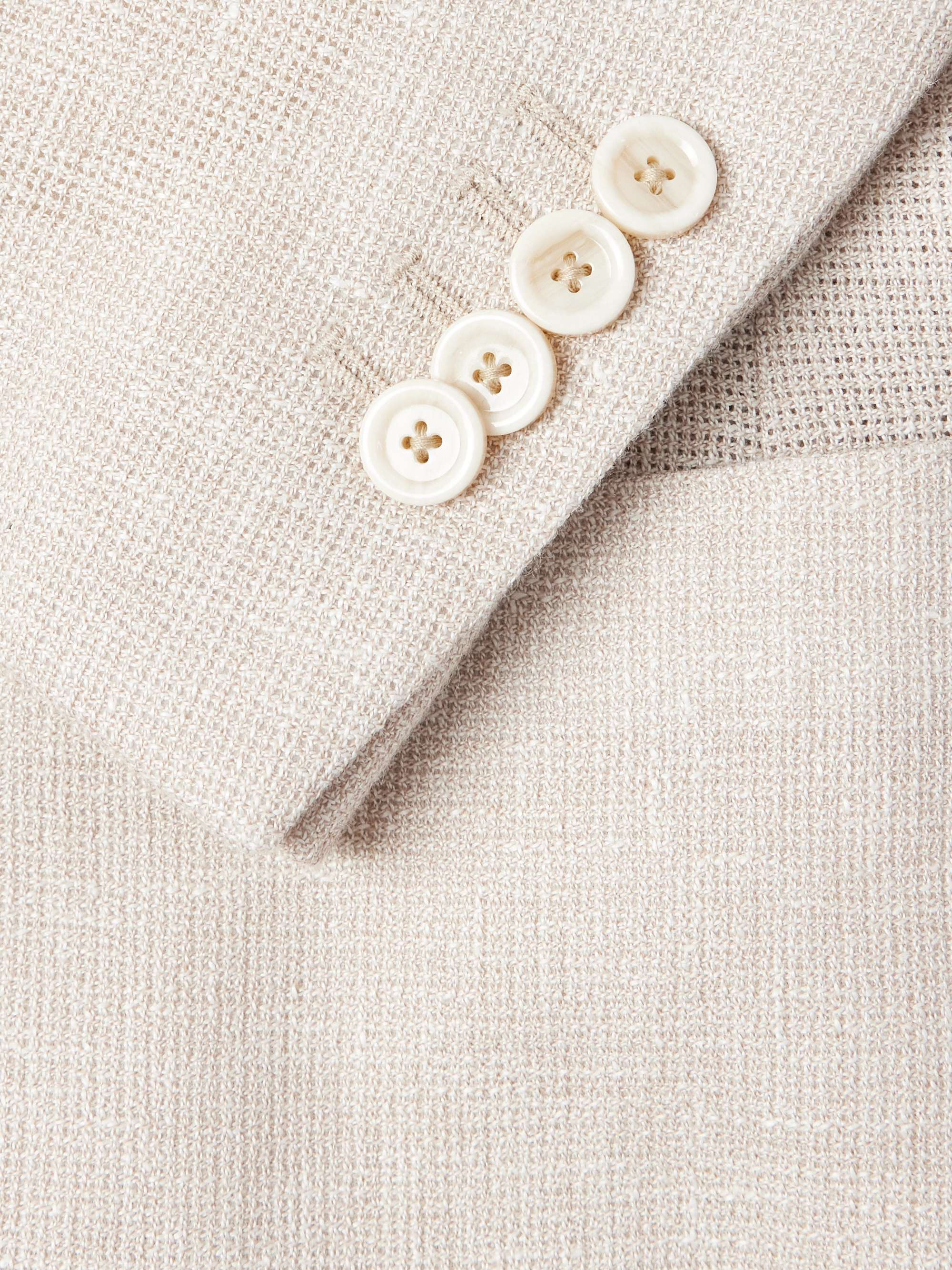 Double-Breasted Linen and Wool-Blend Crepe Blazer view