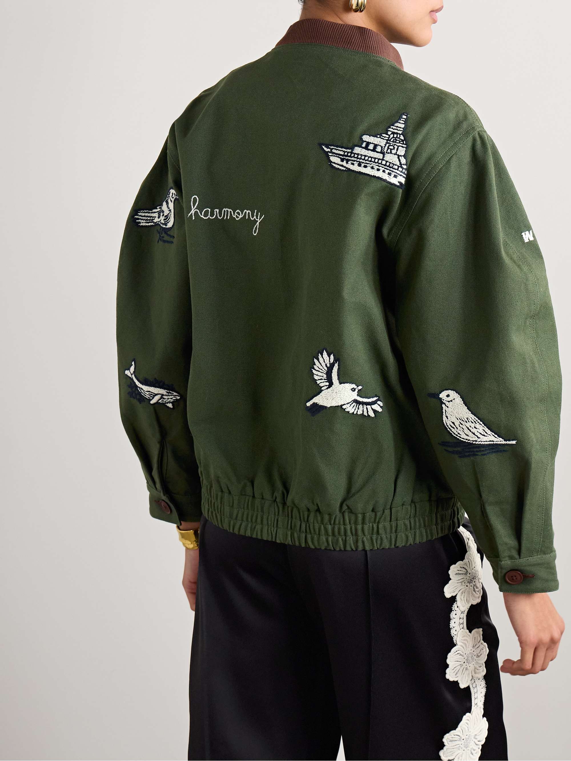 Clyde corduroy-trimmed embroidered cotton jacket view