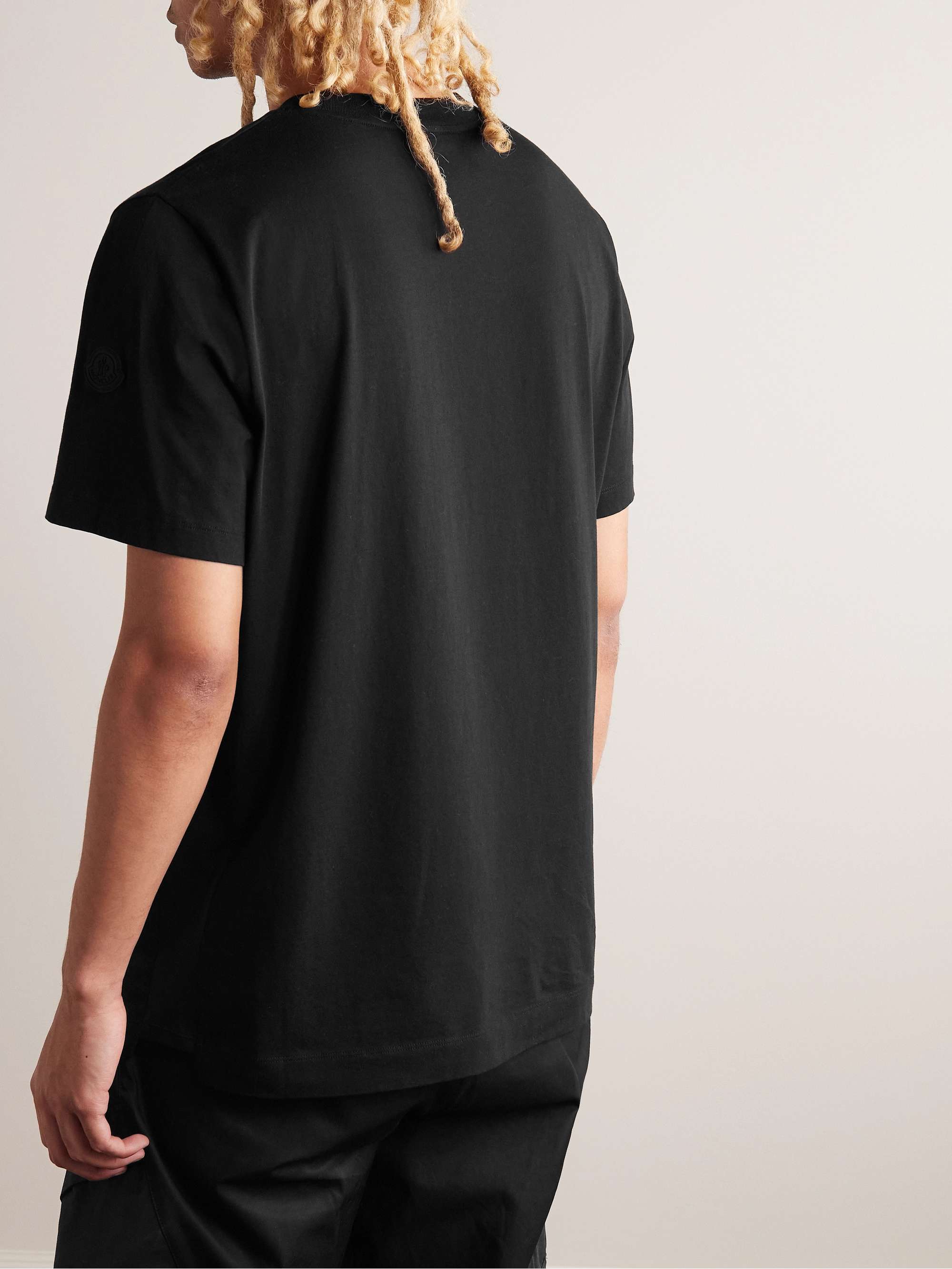 Mesh-Trimmed Logo-Print Cotton-Jersey T-Shirt view