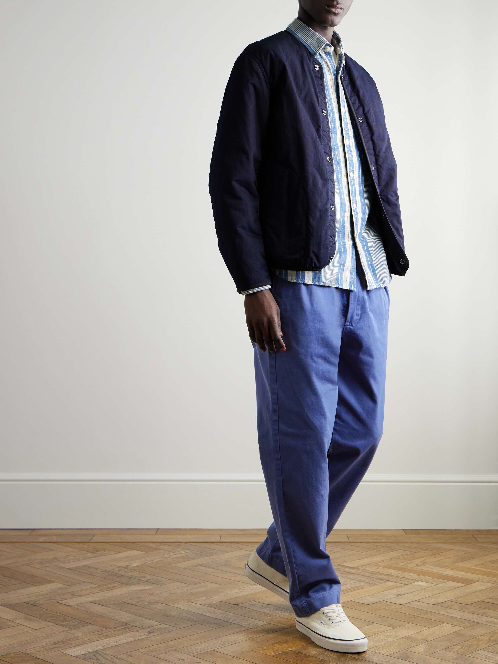 Whitman Straight-Leg Pleated Cotton-Twill Trousers view