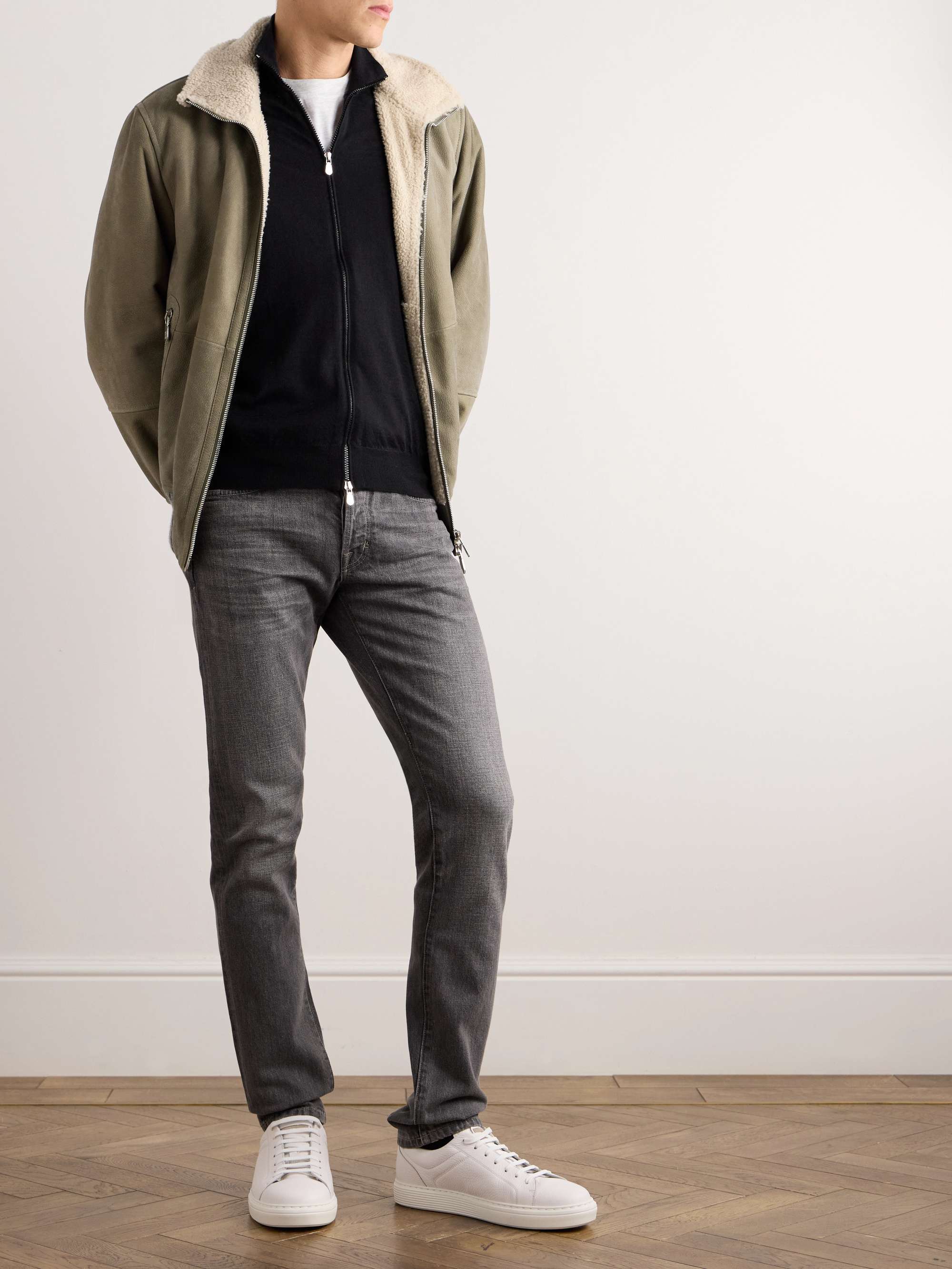 Cashmere and Silk-Blend Zip-Up Sweater view