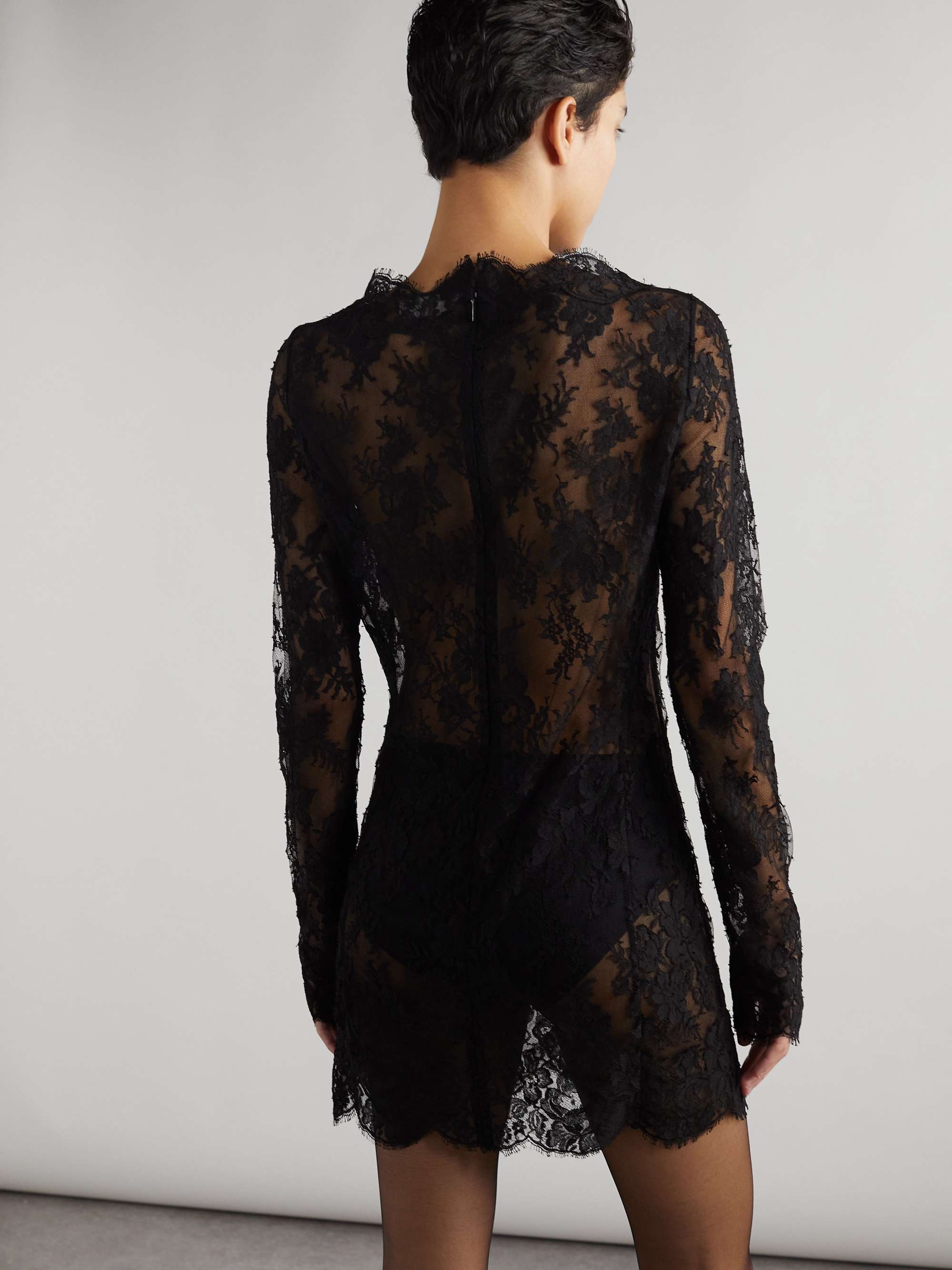 Scalloped cotton-blend lace mini dress view