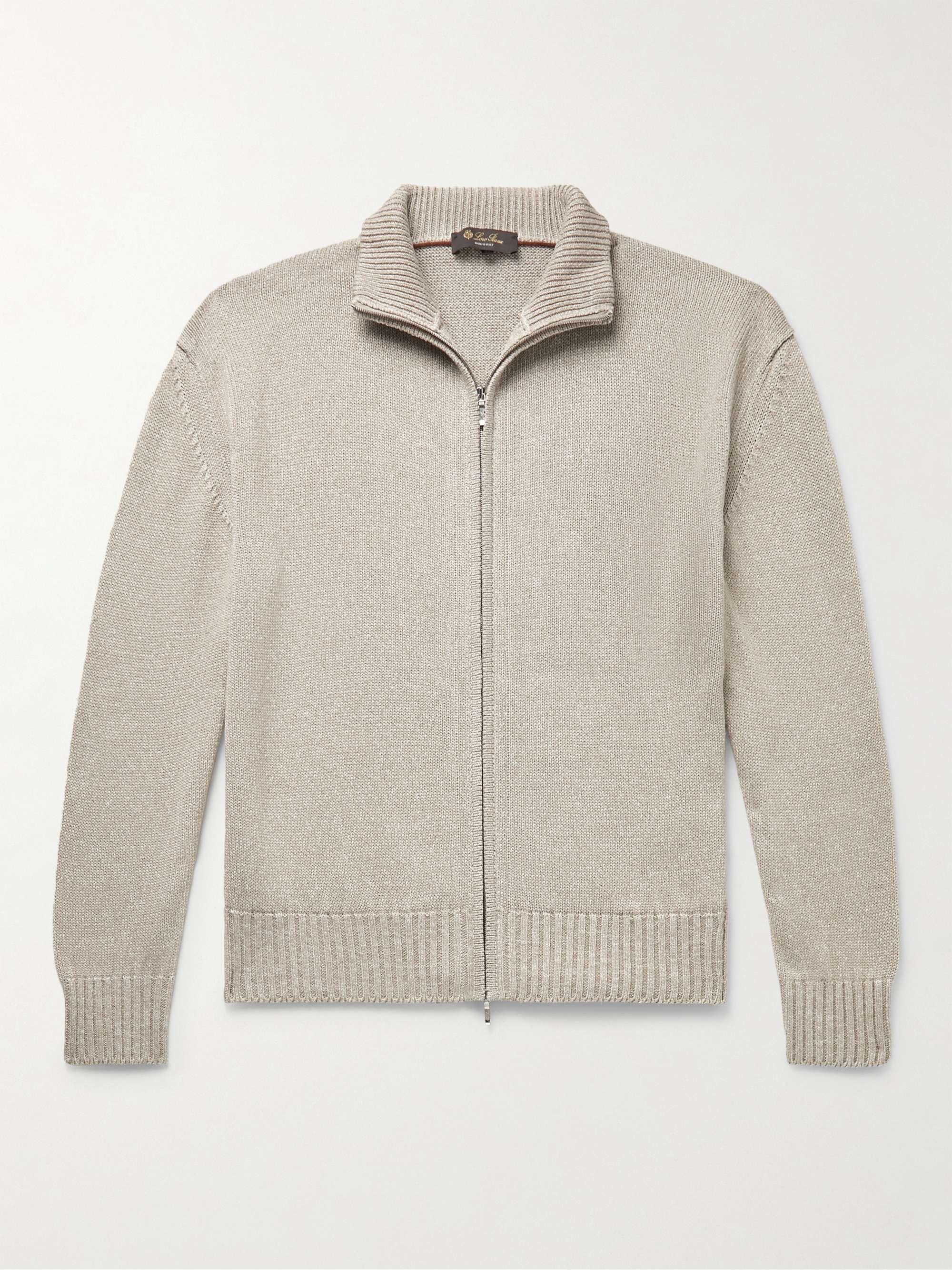 Silk and Linen-Blend Zip-Up Cardigan view