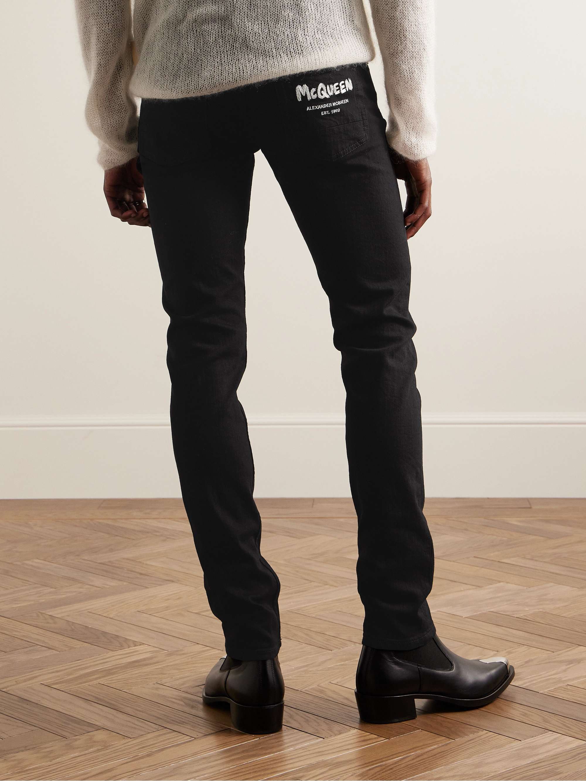 Skinny-Fit Logo-Embroidered Jeans view