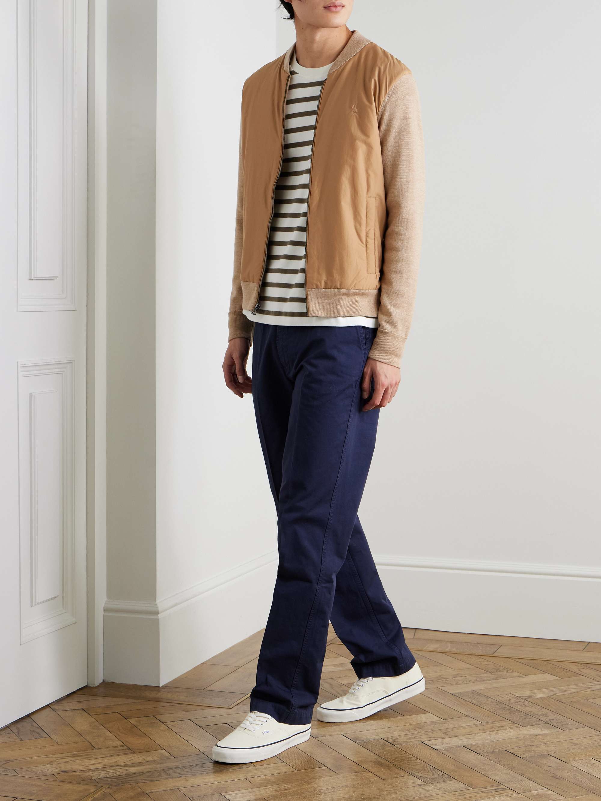 Logo-Embroidered Merino Wool and Cotton-Blend Shell Jacket view