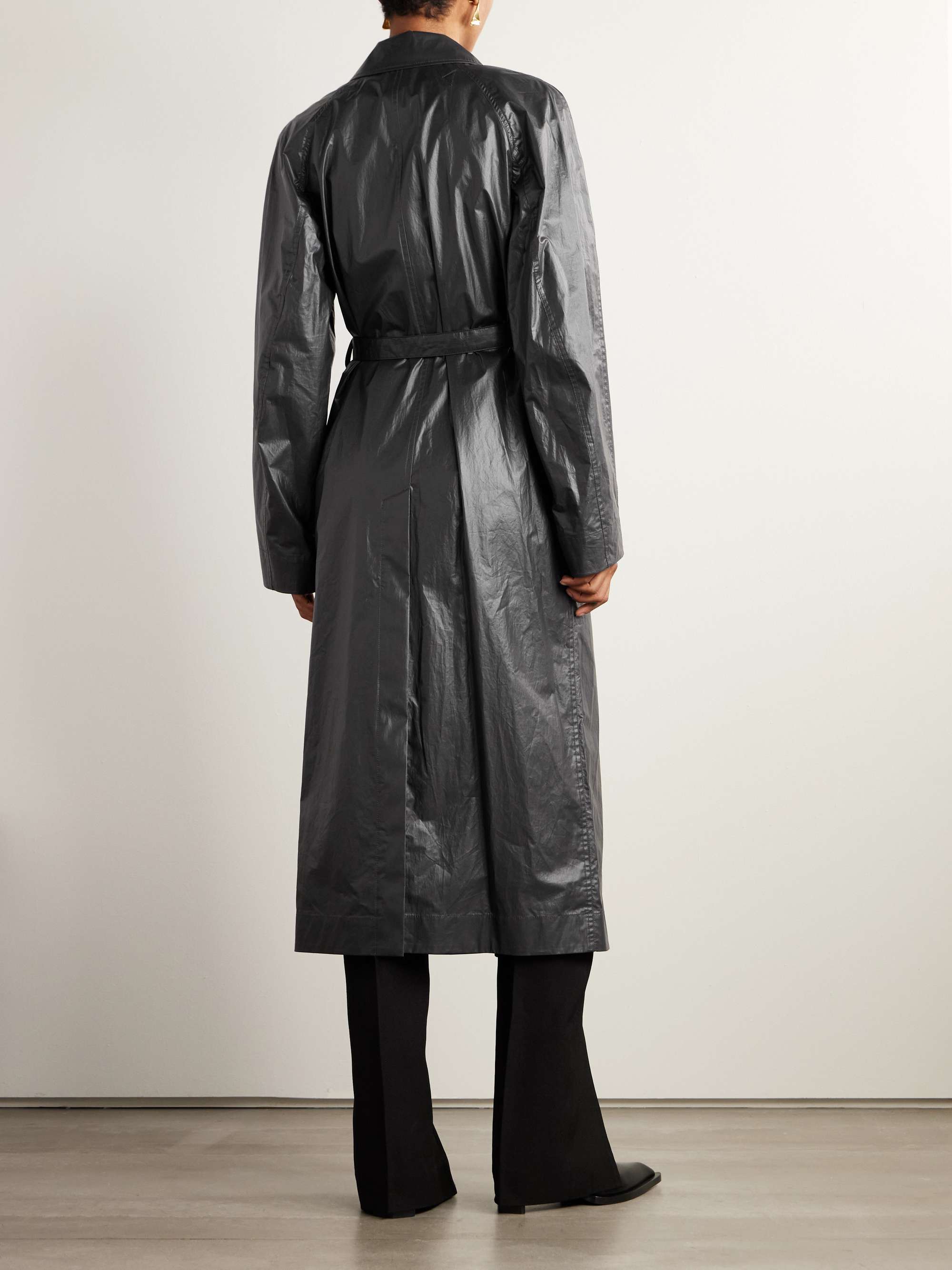 Belted coated-organic cotton trench coat view