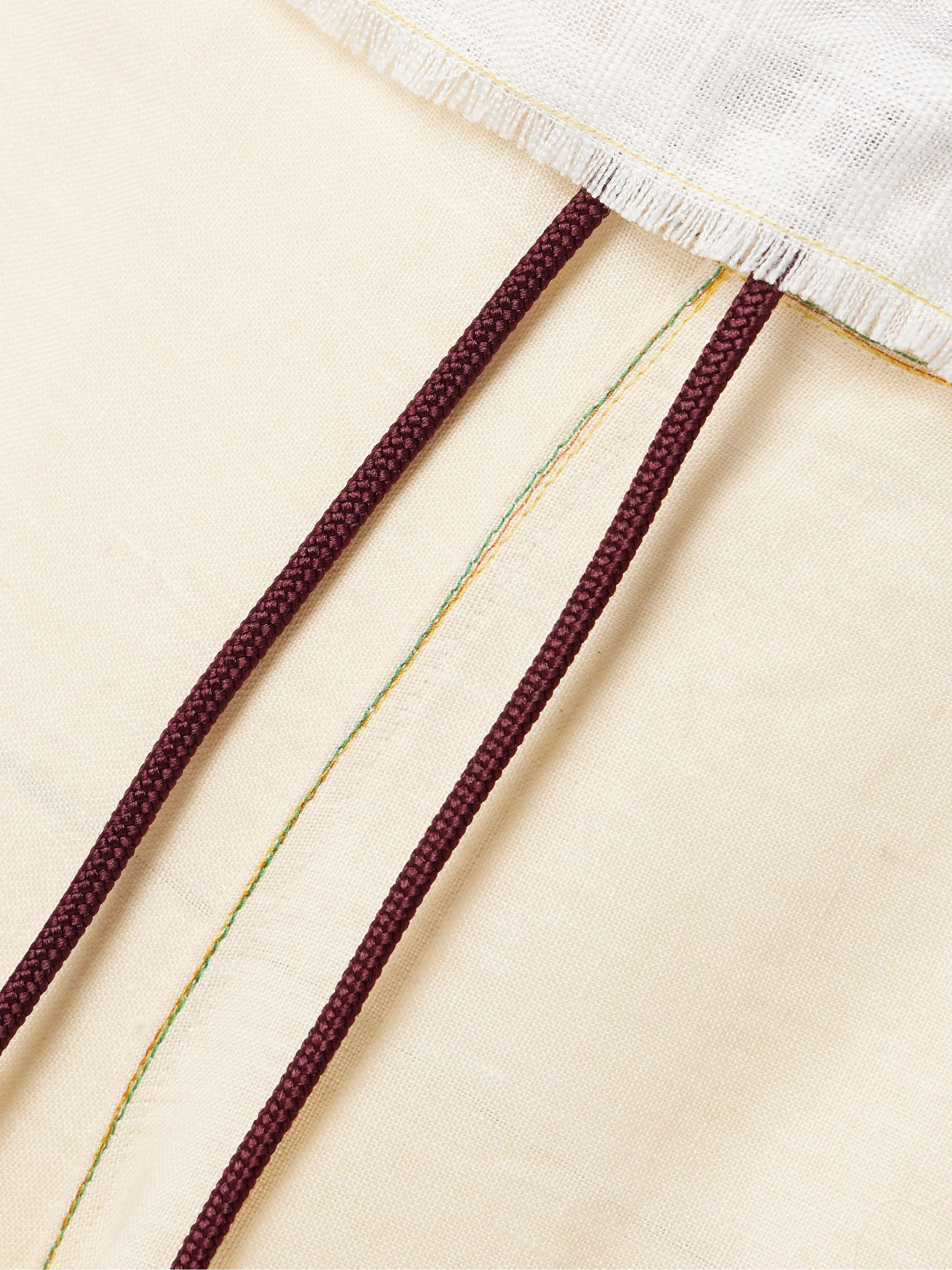 Cropped paneled appliquéd linen wide-leg pants view