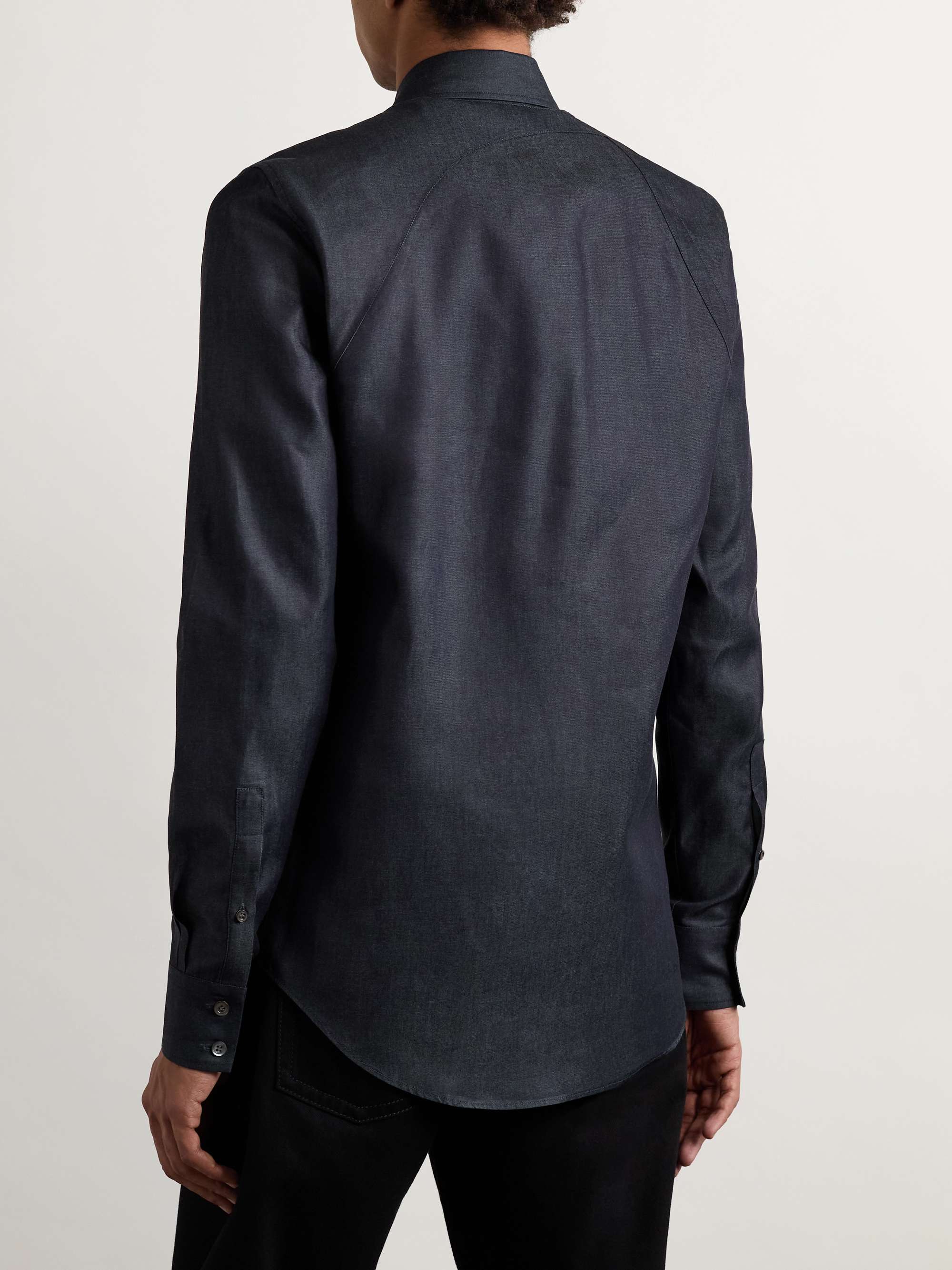 Buckle-Detailed Cotton and Lyocell-Blend Shirt view