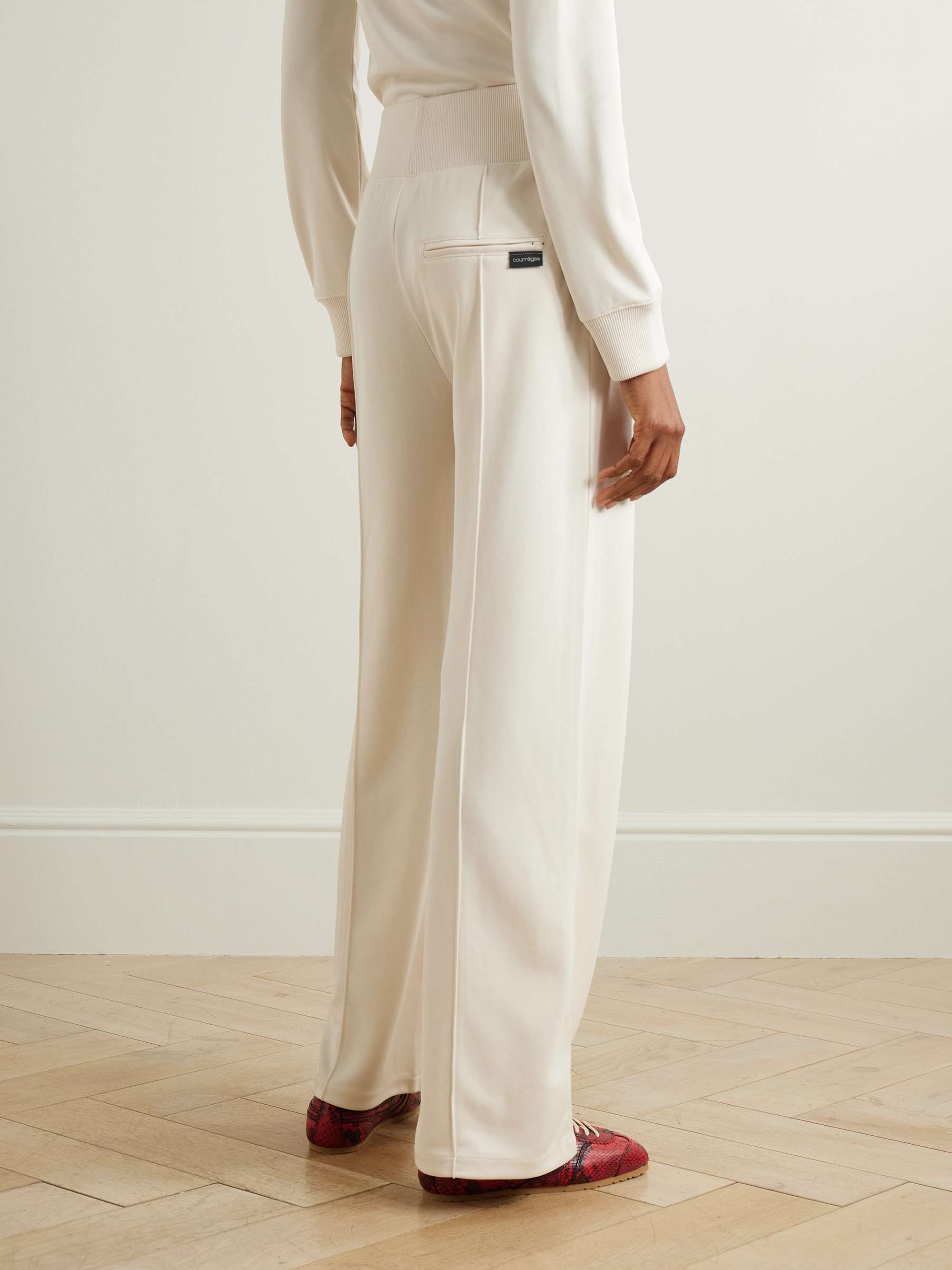 Interlock appliquéd jersey wide-leg track pants view
