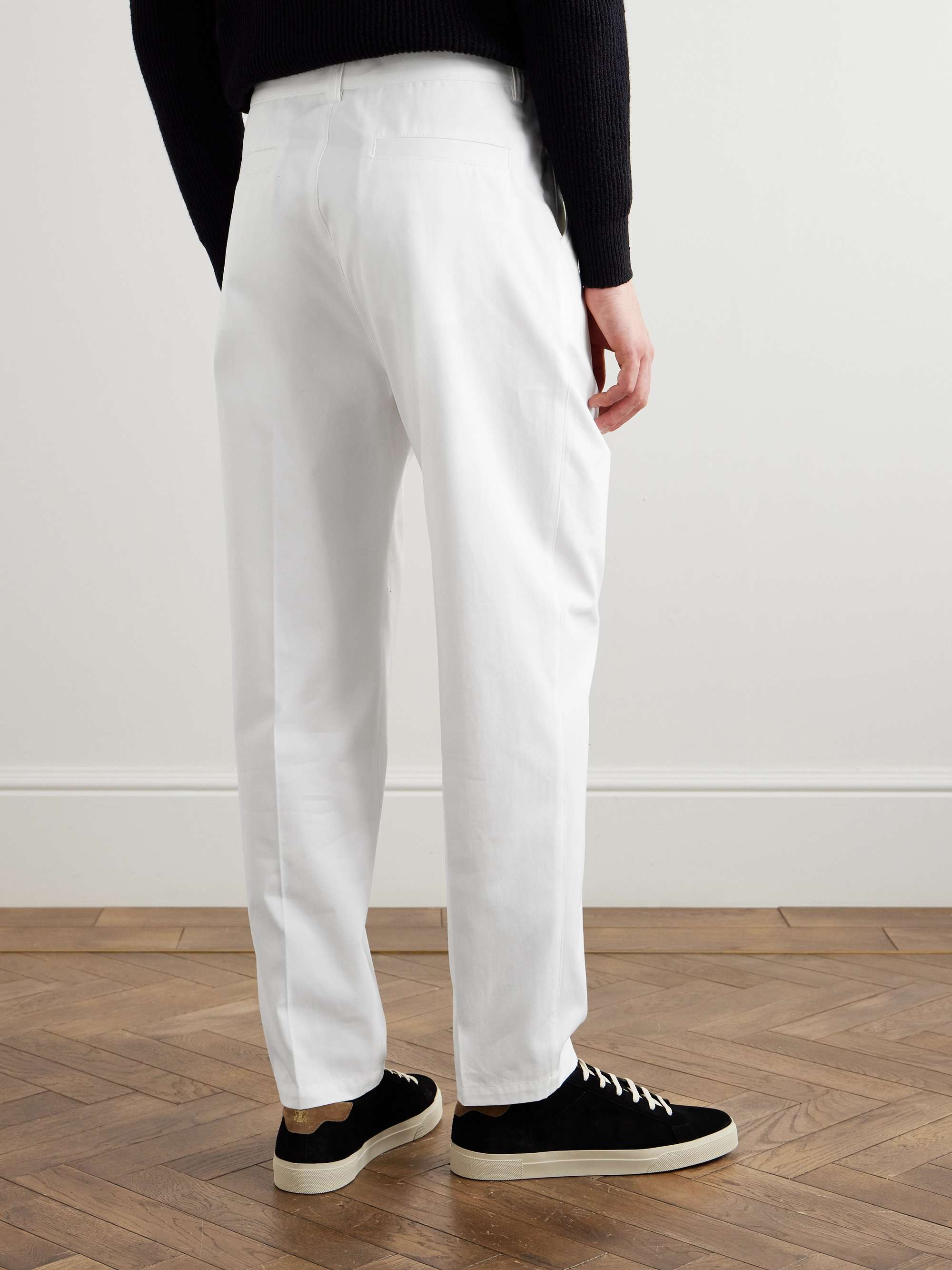 Straight-Leg Pleated Cotton Trousers view