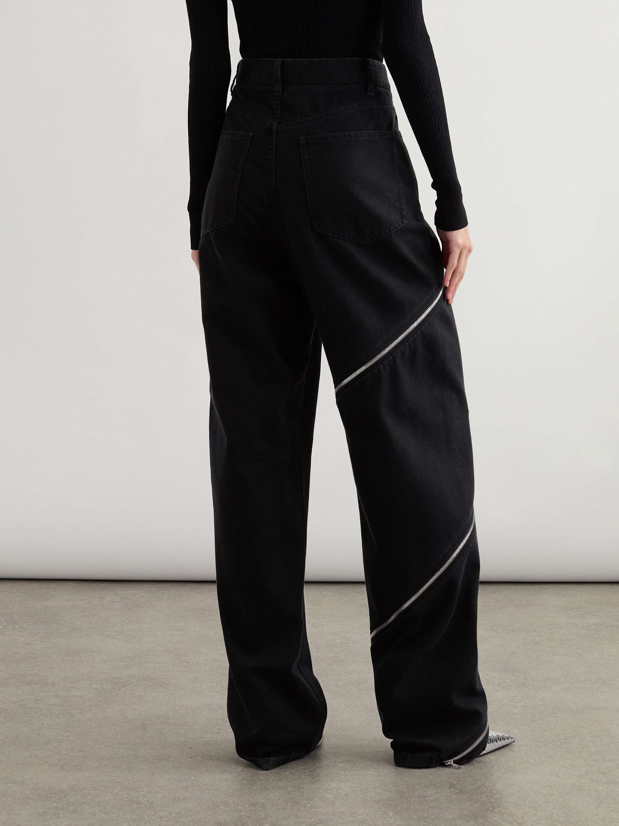 Zip-embellished wide-leg jeans view