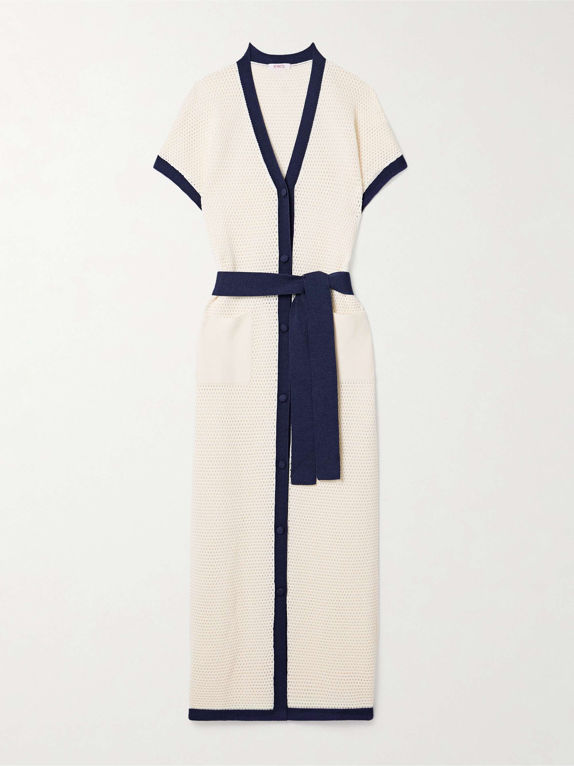 Bayadere Chavire belted two-tone open-knit cotton-blend maxi dress view