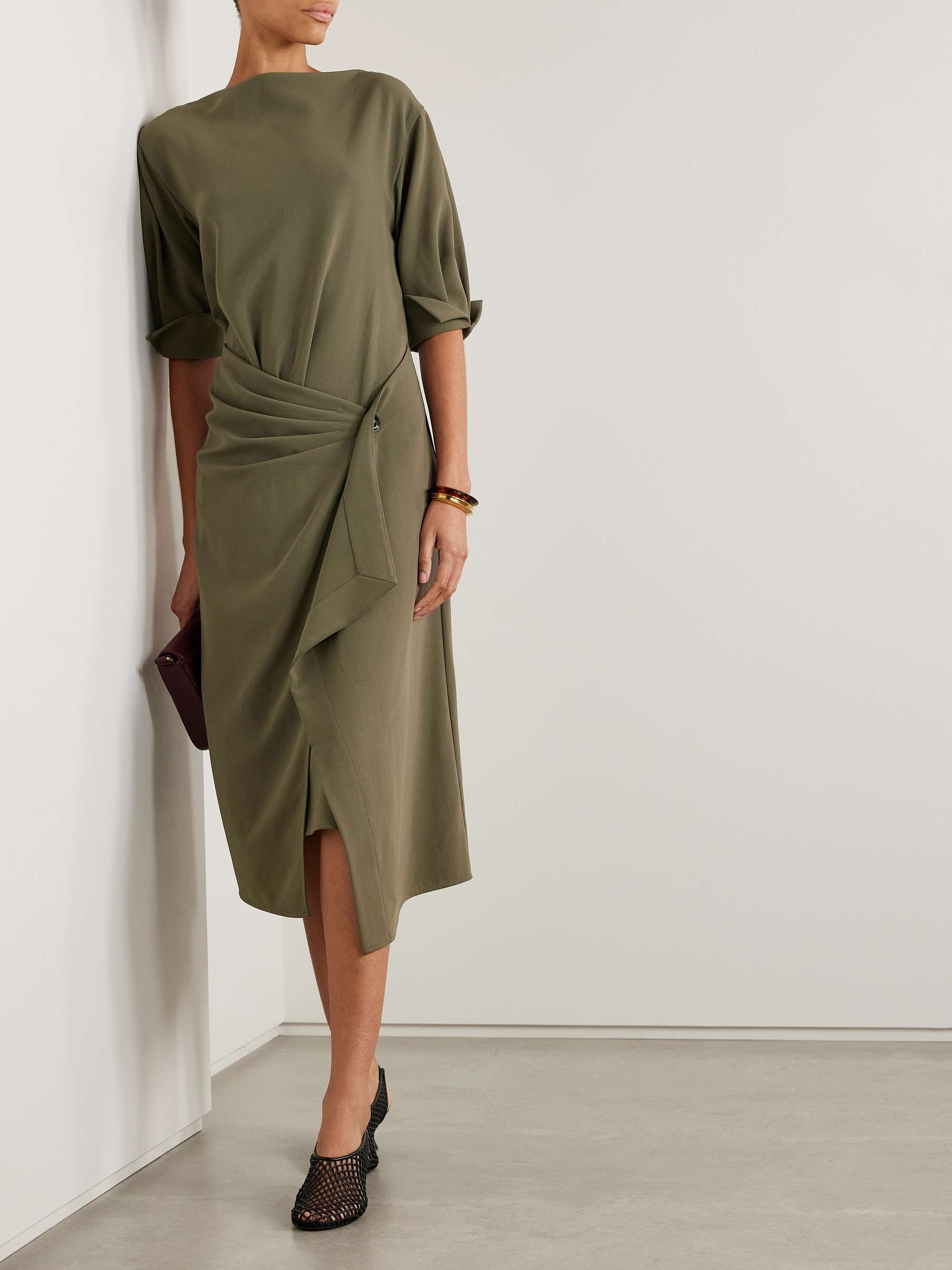 Maisie wrap-effect pleated crepe midi dress view