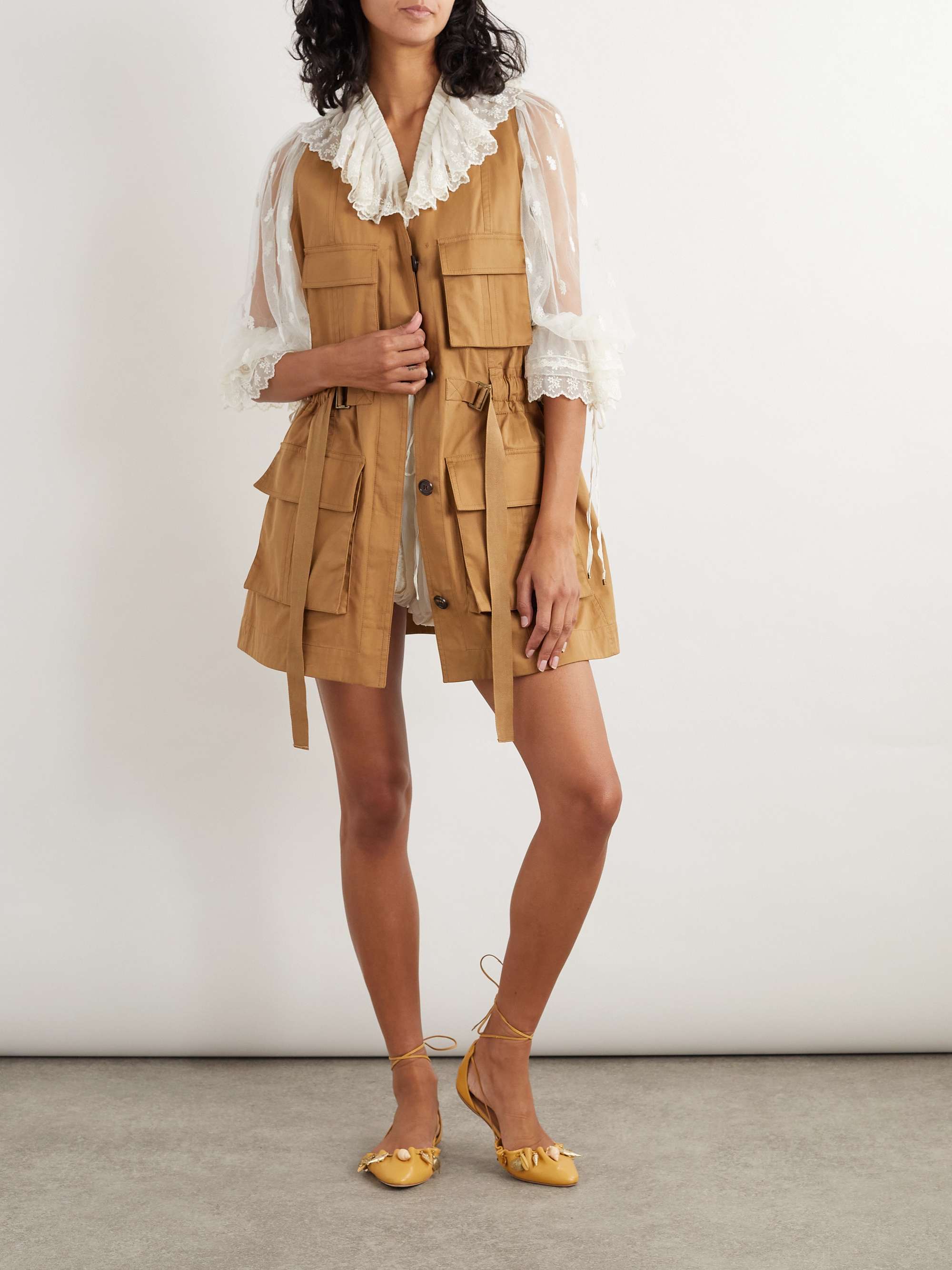 Buckled cotton-twill vest view