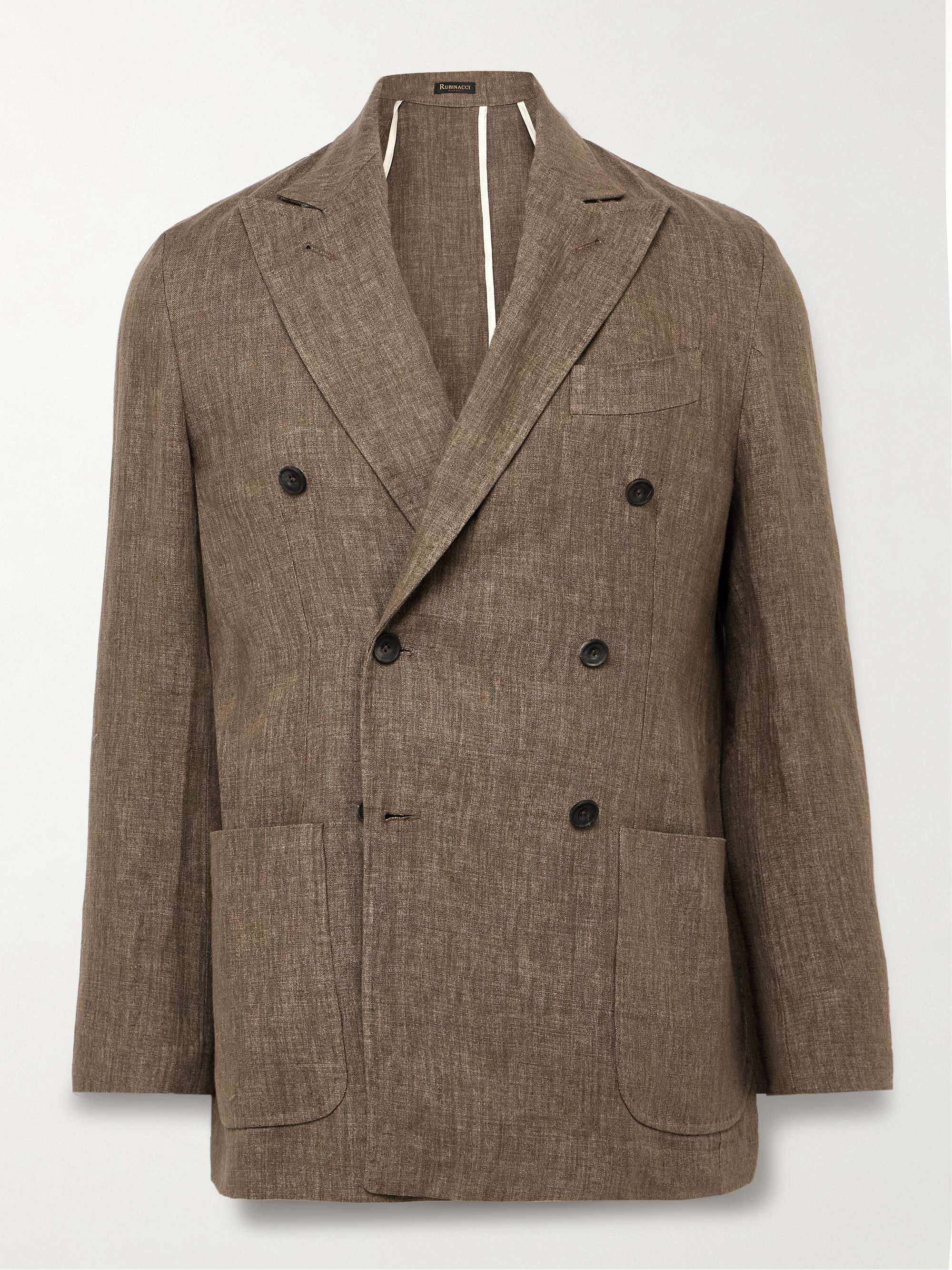 Unstructured Double-Breasted Linen Suit Jacket view
