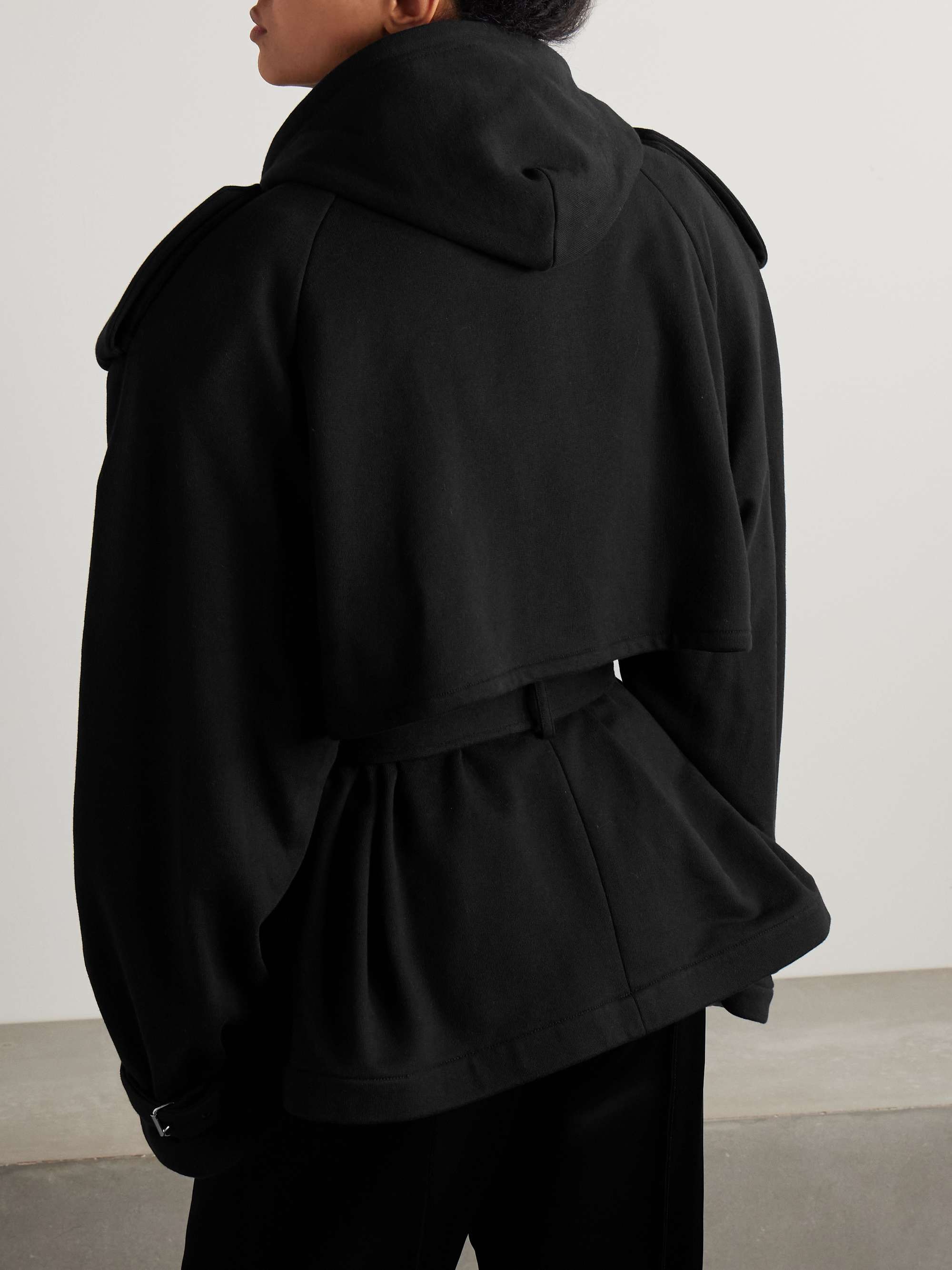 Hooded double-breasted belted cotton-jersey jacket view