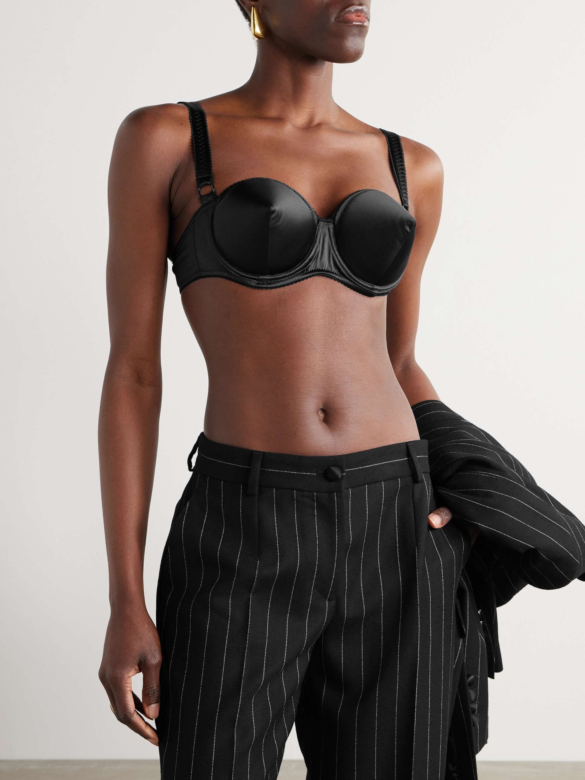 Silk-blend satin cone bra view