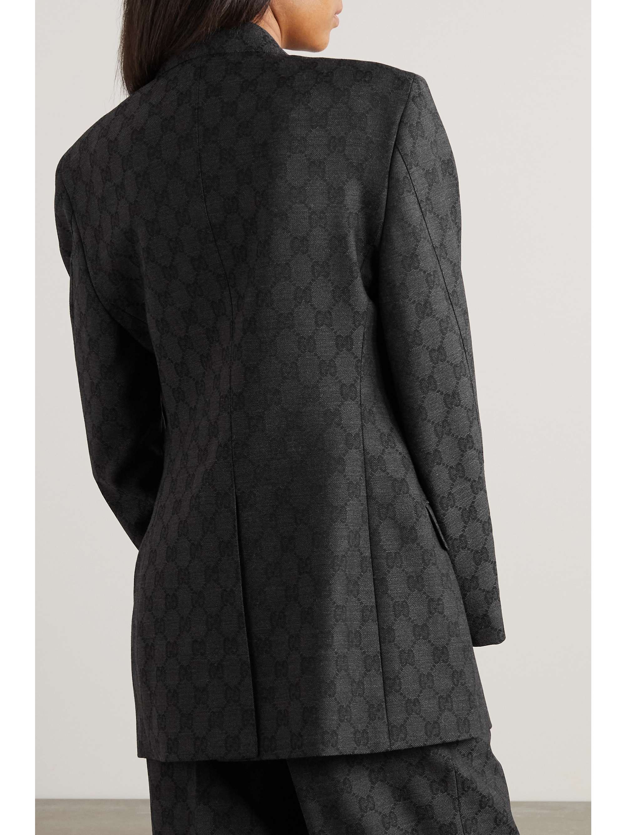 Double-breasted wool-jacquard blazer view