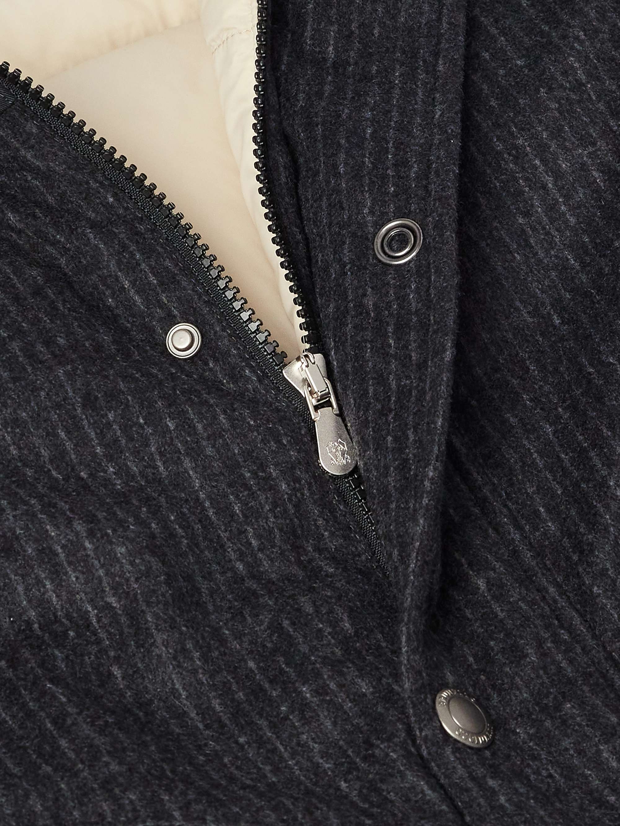 Pinstriped Wool and Cashmere-Blend Padded Down Gilet view