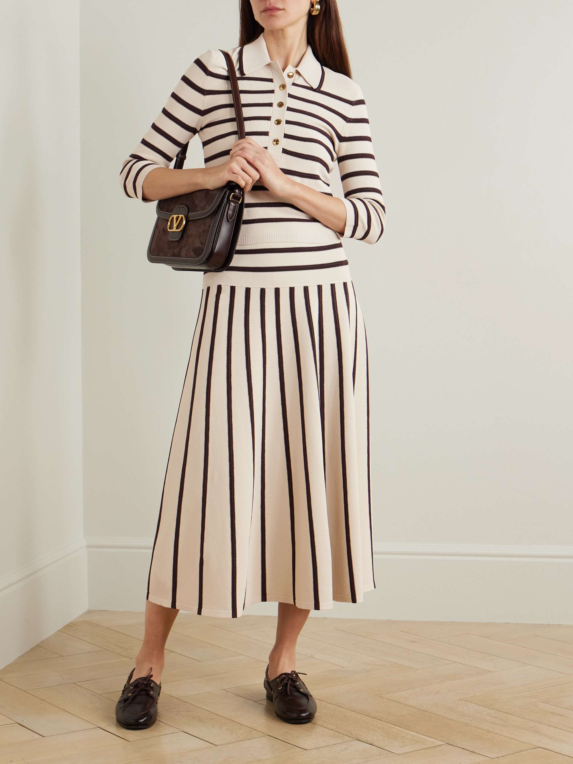Illuminate striped knitted midi skirt view