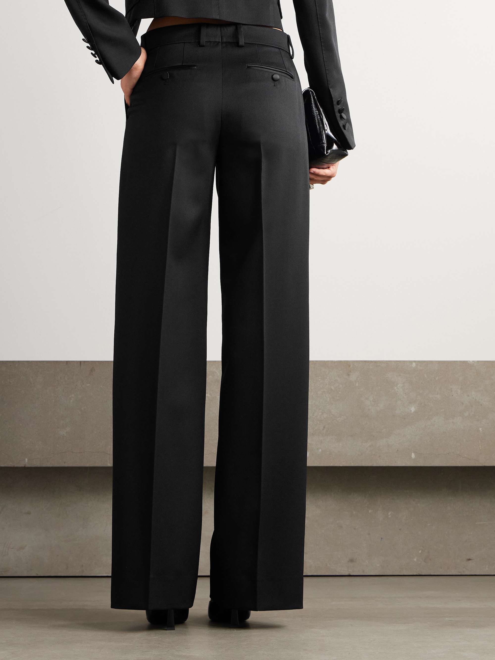 Wide-leg wool-blend twill pants view