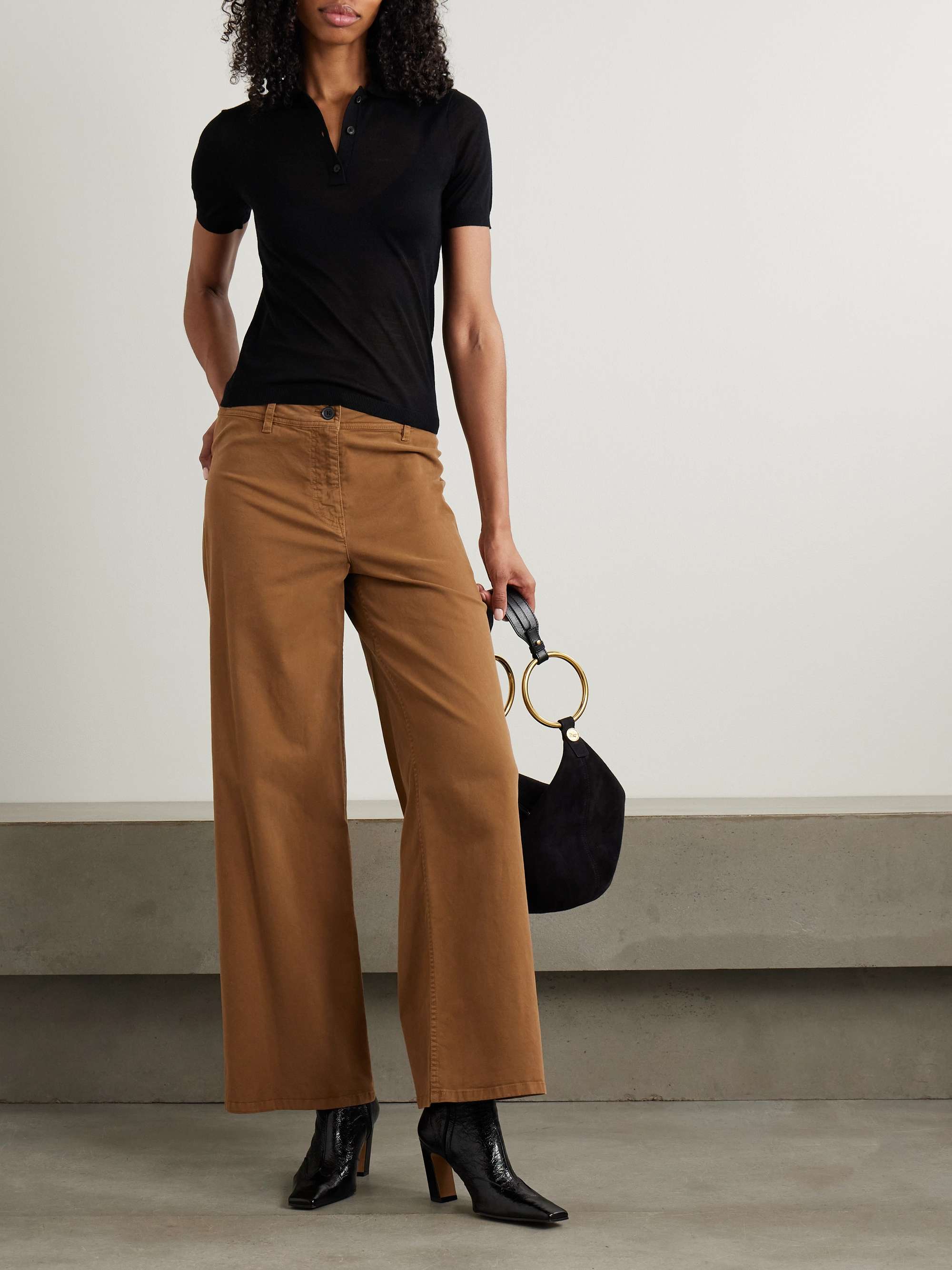 Jeannelle merino wool and cashmere-blend polo top view