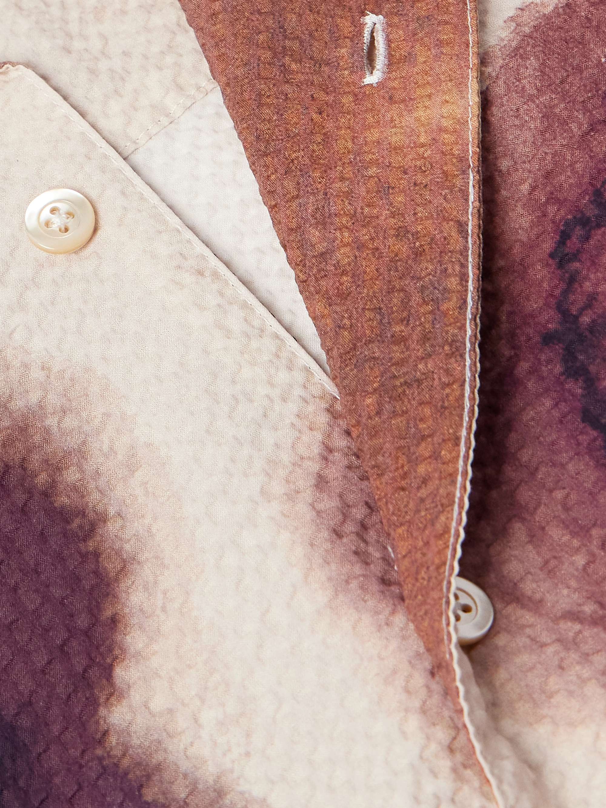 Gioia Convertible-Collar Printed Cotton-Seersucker Shirt view