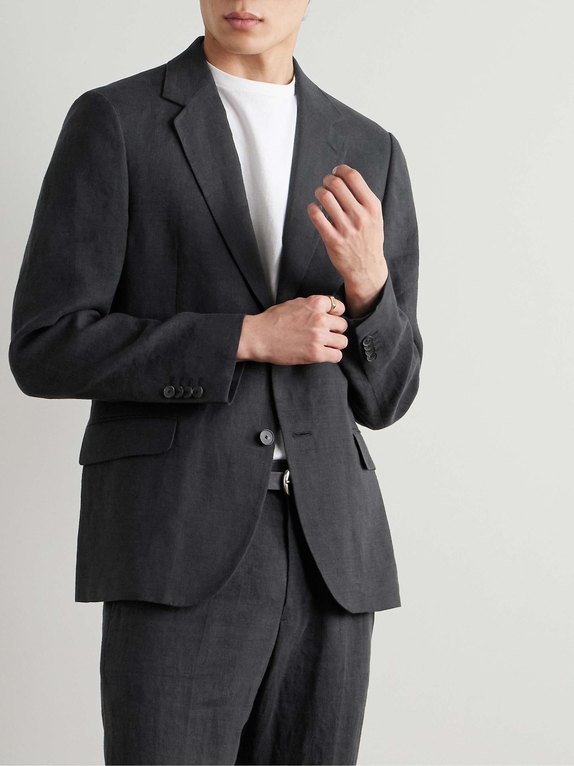 Regular-Fit Linen Suit Jacket view