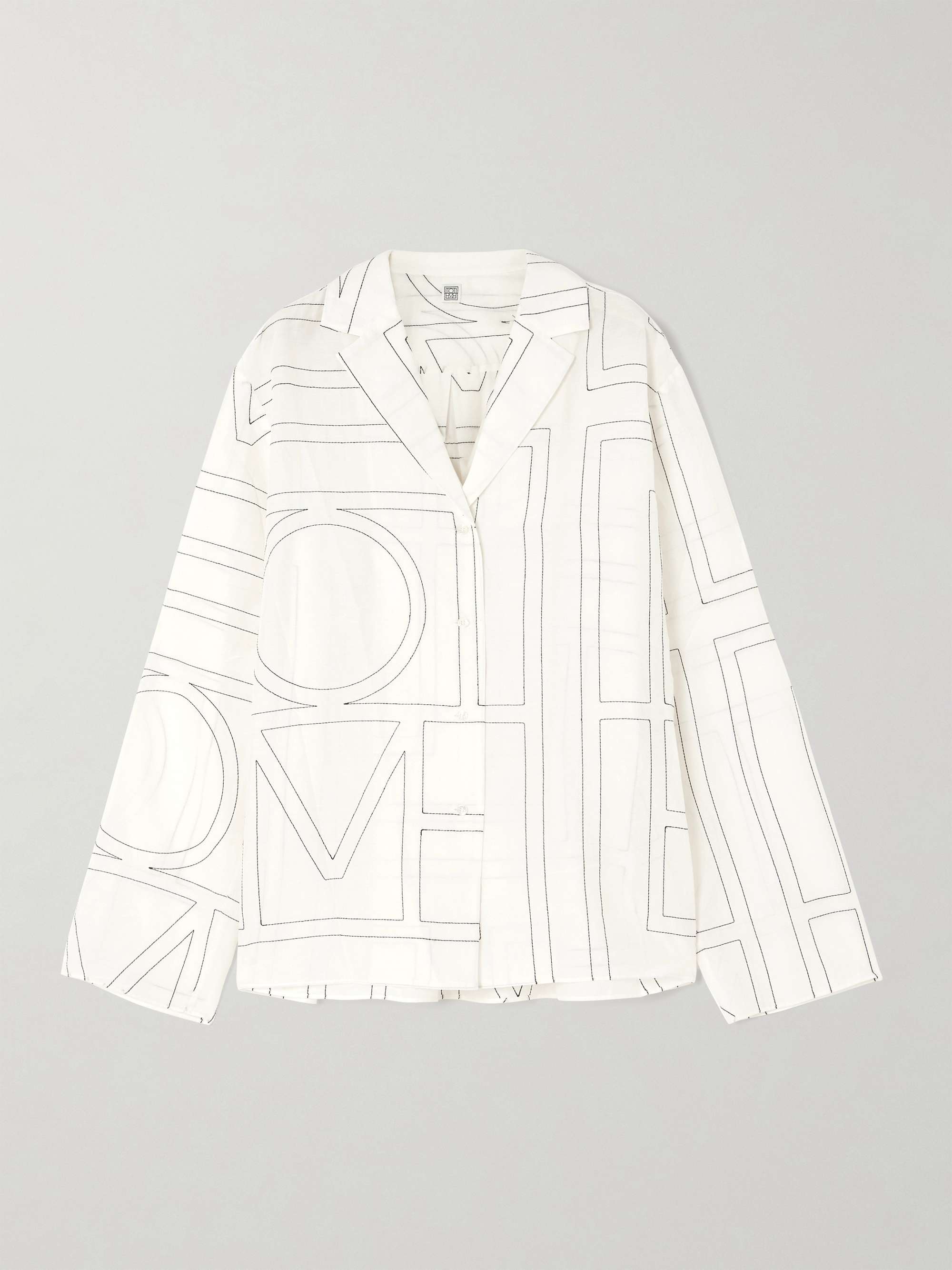 Embroidered organic cotton and silk-blend shirt view