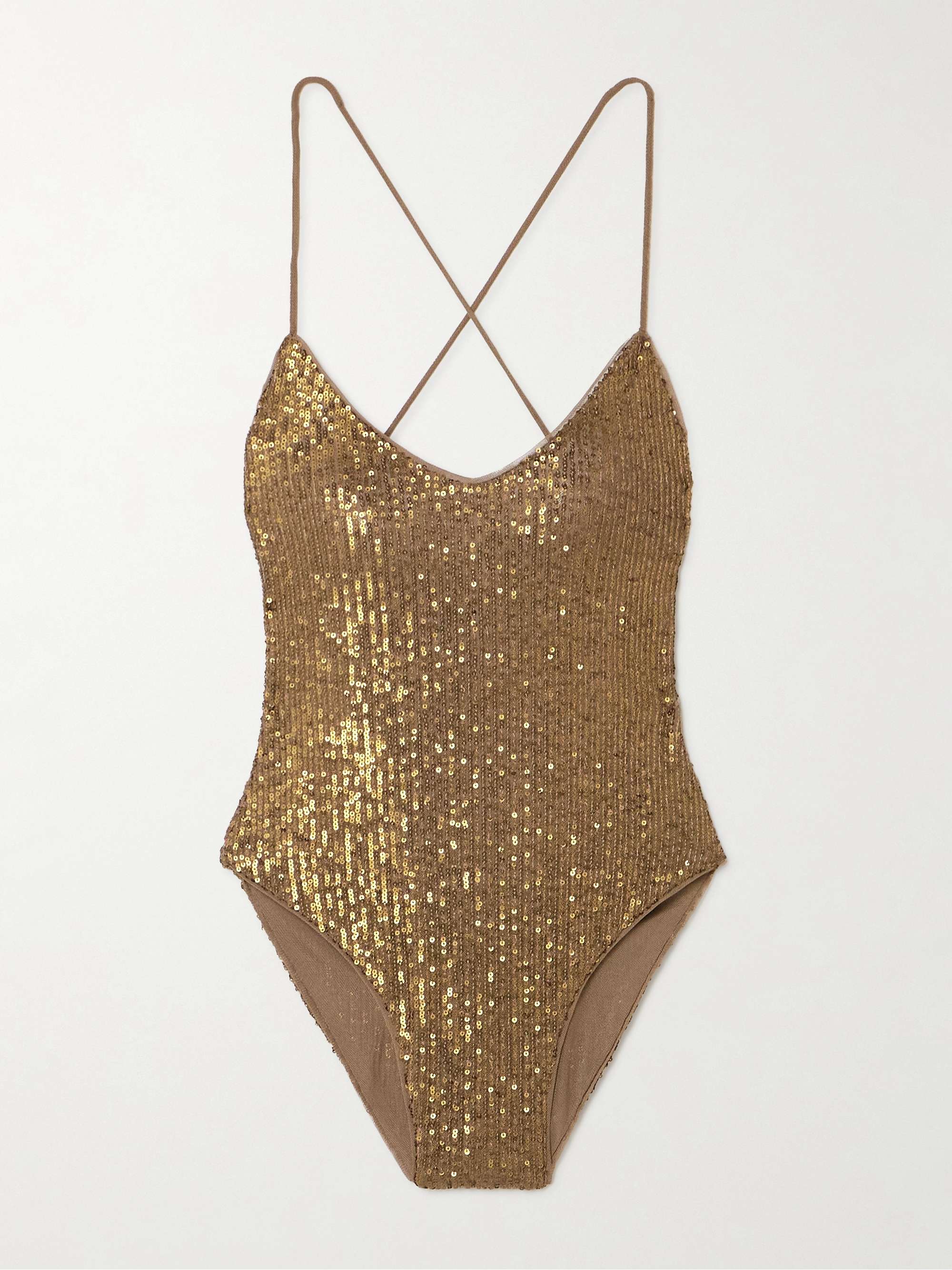 Fara open-back sequined mesh bodysuit view