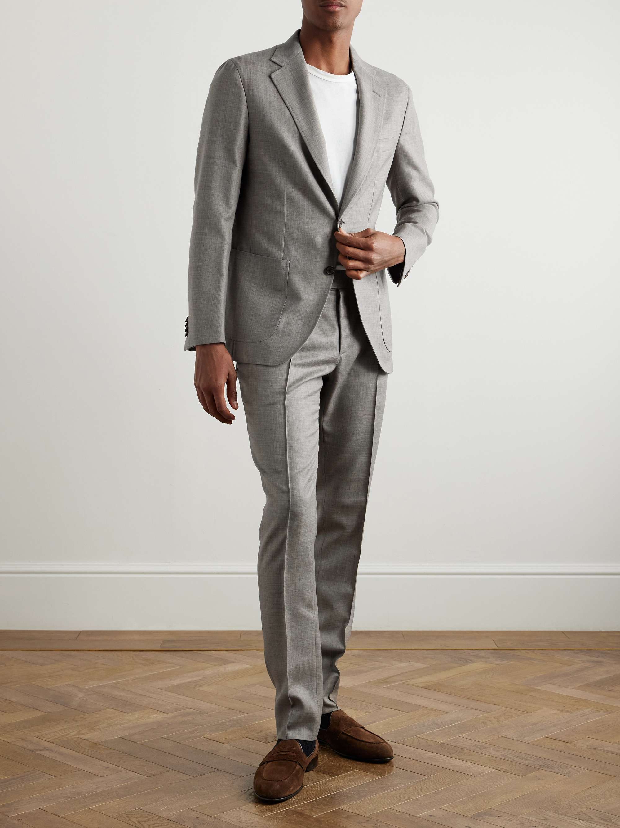 Melbourne Straight-Leg Pleated Wool and Silk-Blend Trousers view