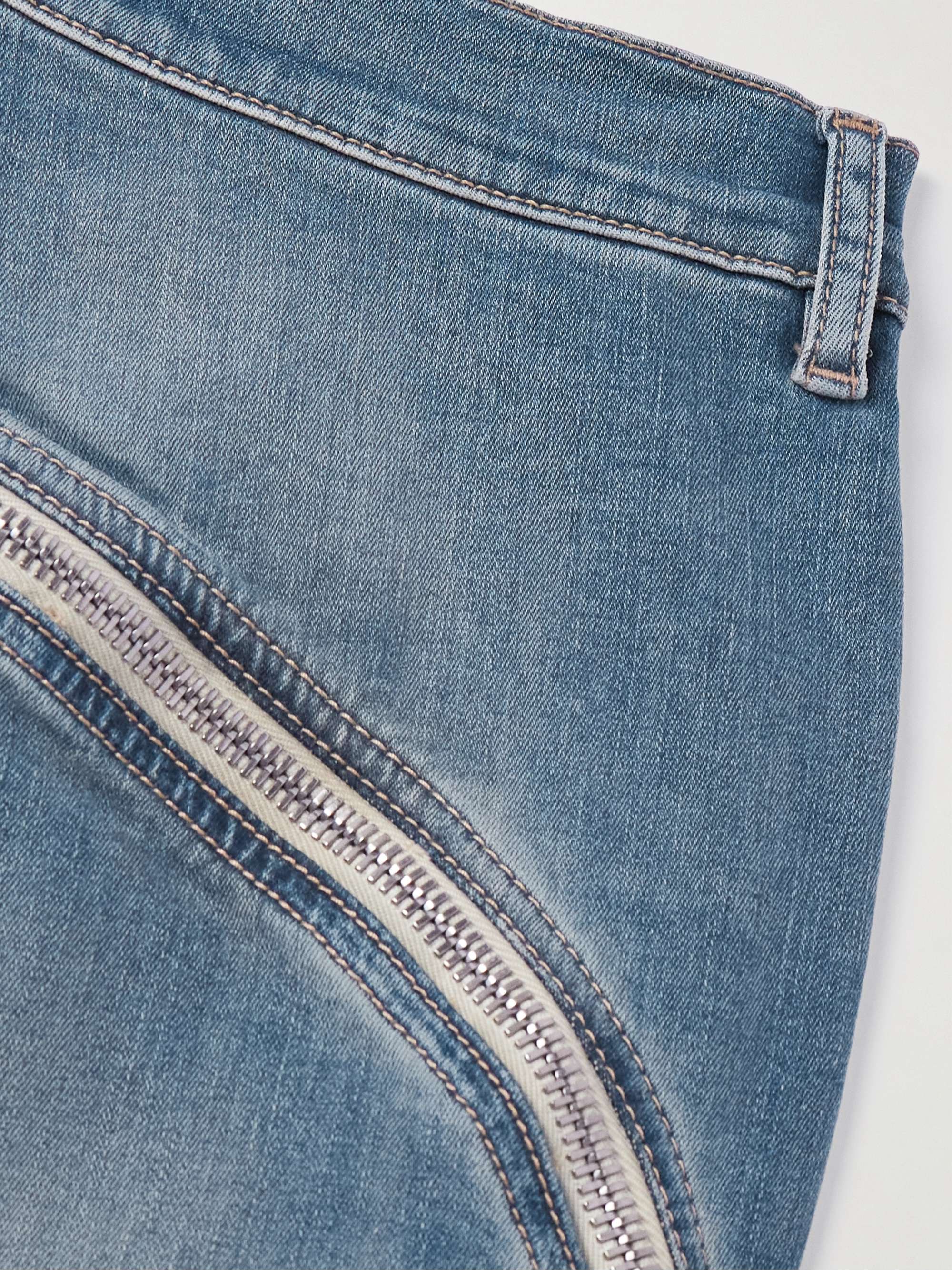 Bolan Banana Wide-Leg Zip-Detailed Waxed Jeans view